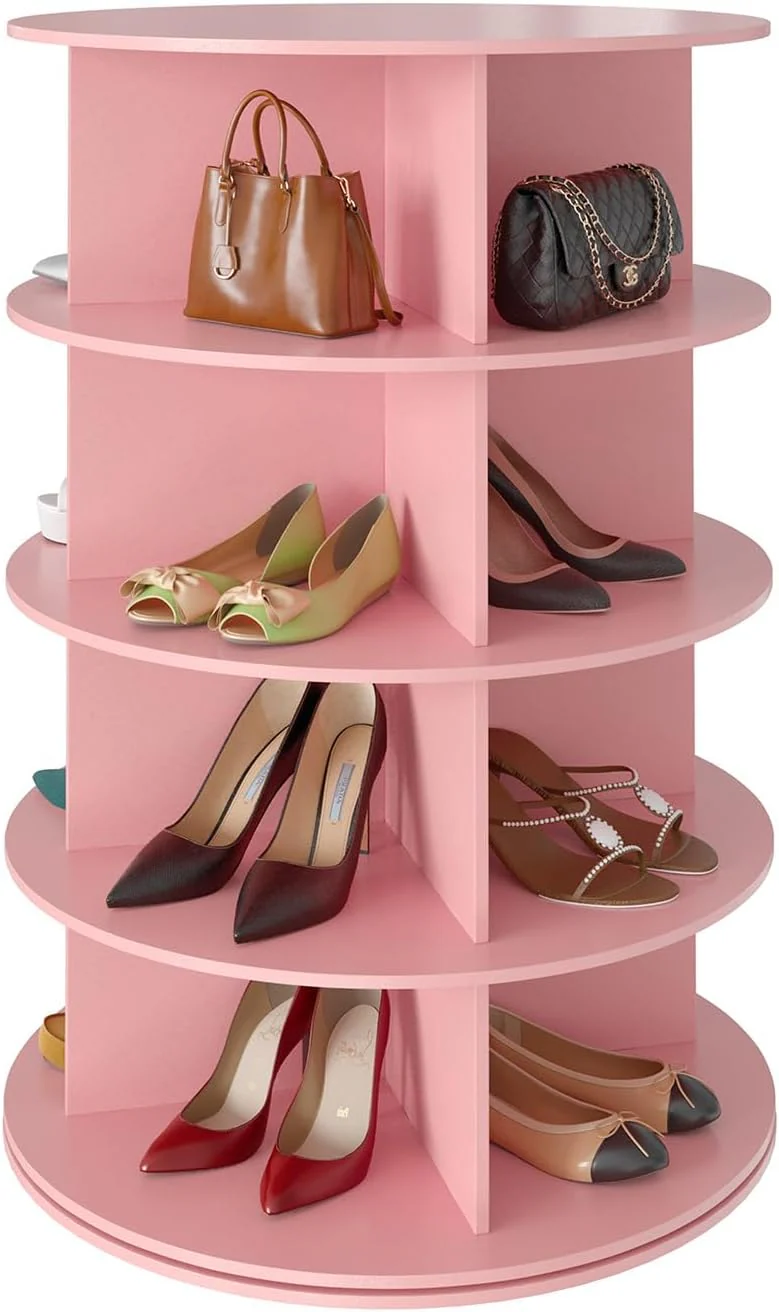 SpaceAid 7 Tier Rotating Shoe Rack Tower, Spinning Shoe Display Lazy Susan