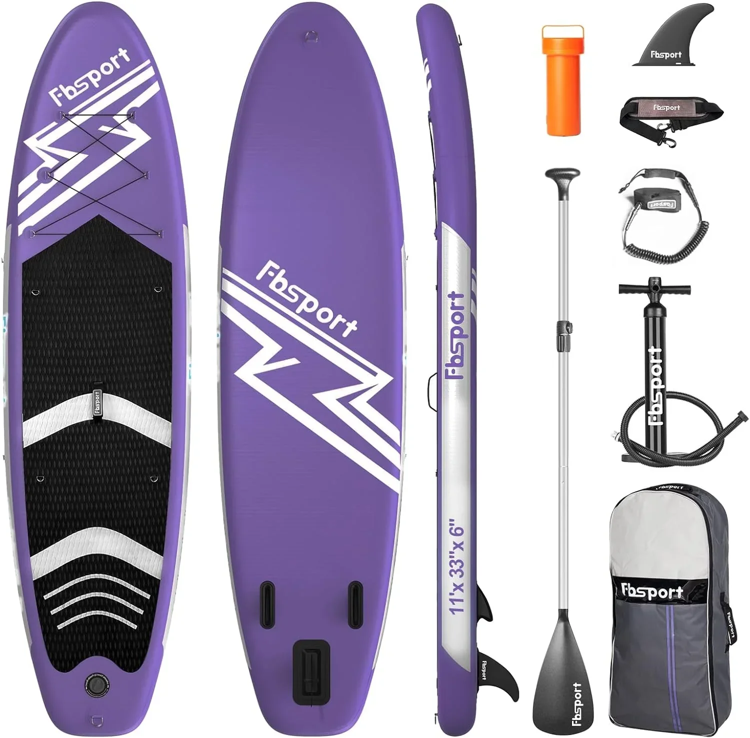 FBSPORT 11' Premium Stand Up Paddle Board Yoga Board with Durable SUP Accessories Carry Bag