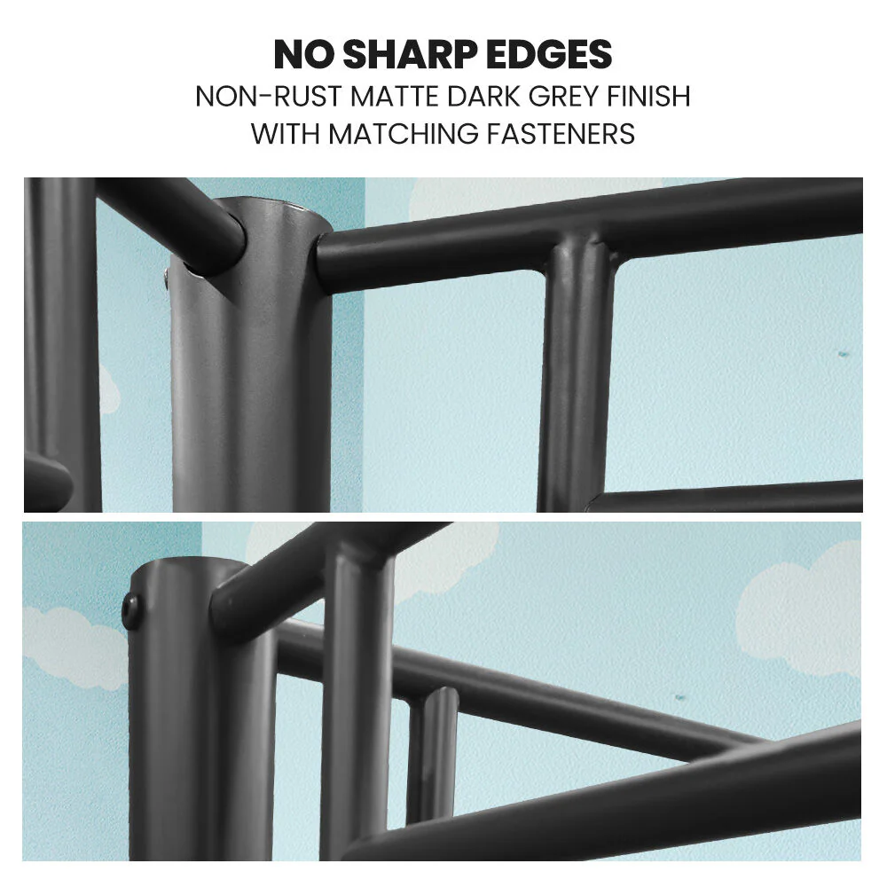 Kingston Slumber 2in1 King Single Metal Bunk Bed Frame, with Modular Design, Dark Matte Grey