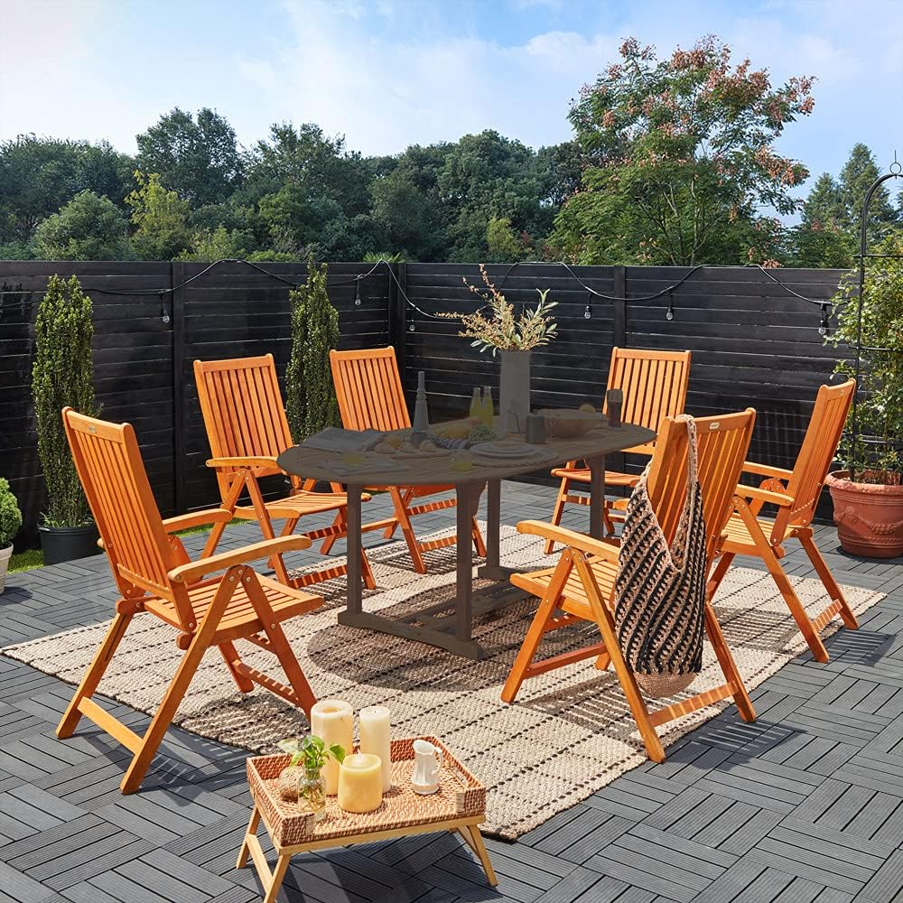 Casaria® 2er Set Gartenstuhl Balkonstuhl Holz FSC®-Zertifiziert Eukalyptus Klappbar Rückenlehne 5-Fach Verstellbar 55x70cm Garten Balkon Terrasse Klappstuhl Hochlehner Braun