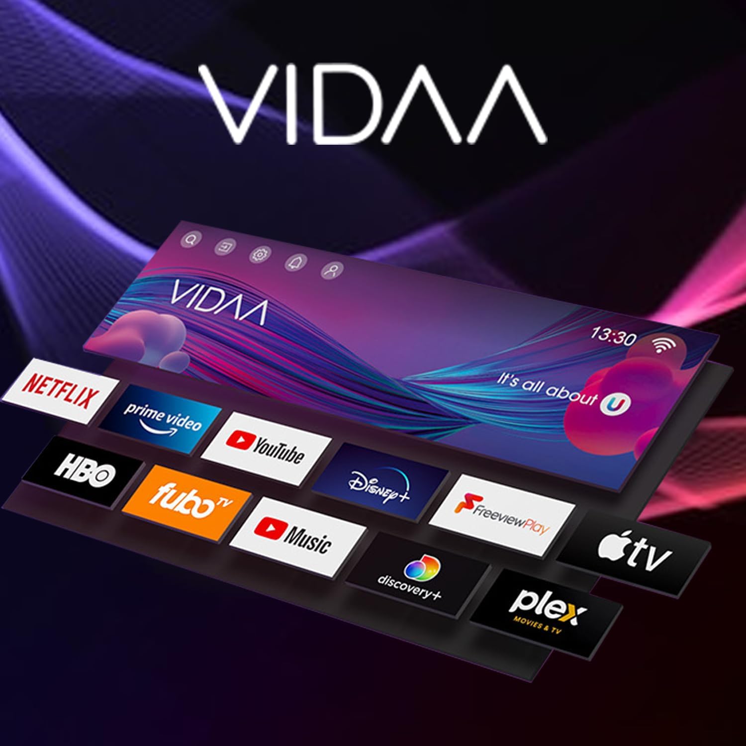CRUA VIDAA Smart TV,101(40 Inch) TV,1920x1080P Full HD TV,LED TV with HDMI/USB/AV IN/Triple Tuner DVB-T2/T/C/S2/Compact and Smart for Your Home,Black [Energy Class E]