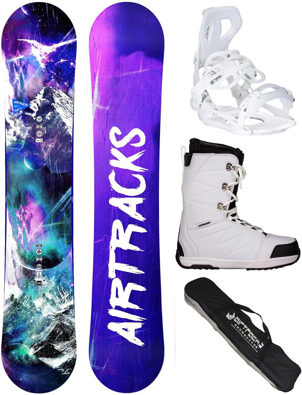 Airtracks Damen Snowboard-Set High M Carbon Rocker + Bindung Master W Fastec + Boots + Sb Bag 140 145 150 155 cm