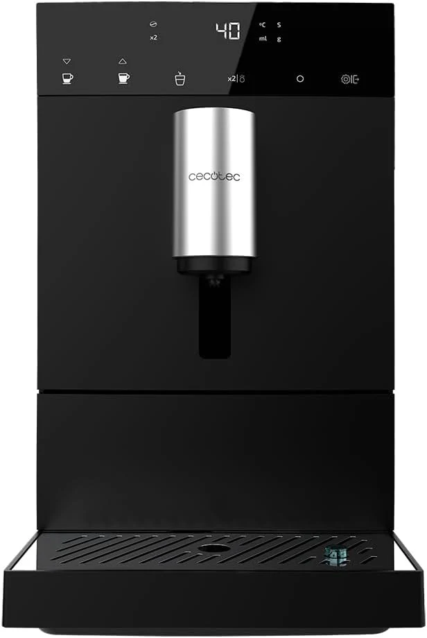 Cecotec Superautomatische compacte koffiemachine Cumbia Cremmaet Compact, 1350 W, 19 Bar en Thermoblock-systeem, 1,1 L watertank en 150 g koffiebonenreservoir, Plug&Play, automatische reiniging