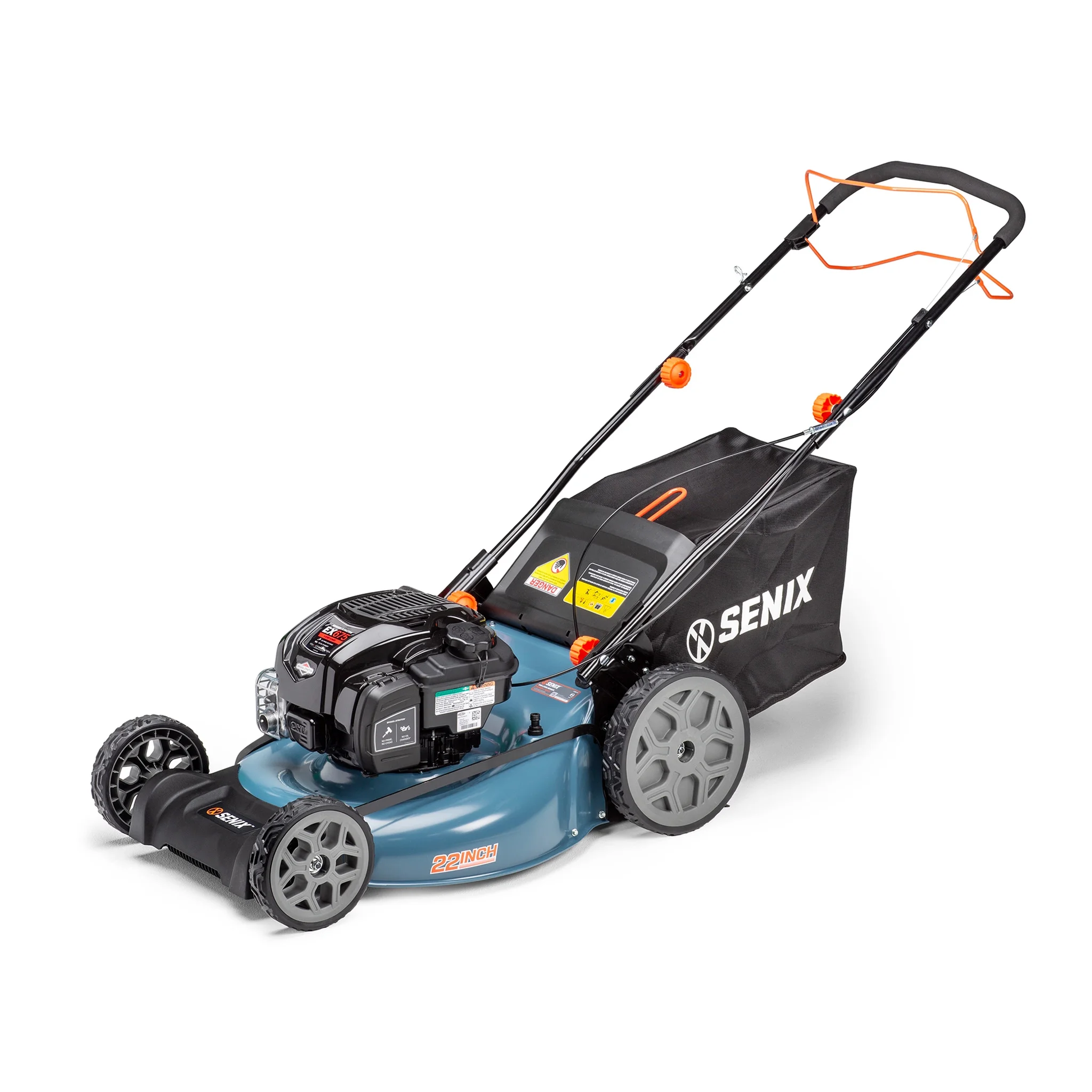2025 SENIX Zelfrijdende Grasmaaier met Benzinemotor van 22 Inch en 163 cc, Achterwielaandrijving, 3-in-1 Functie, Automatisch Starten met Choke, Hoogteverstelling met Enkelhendel, Achterwielen van 11 Inch, Model LSSG-H1