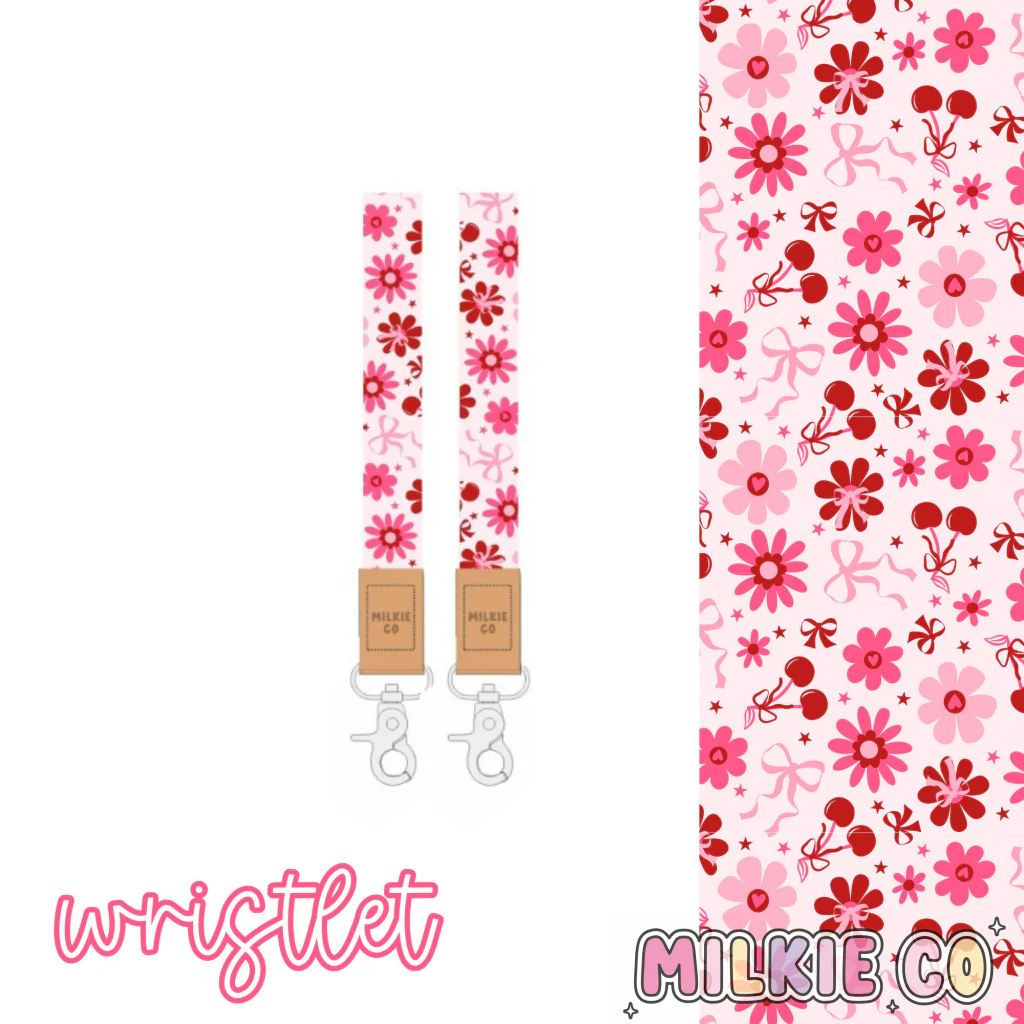 Cherry Bloom Fabric Wristlet