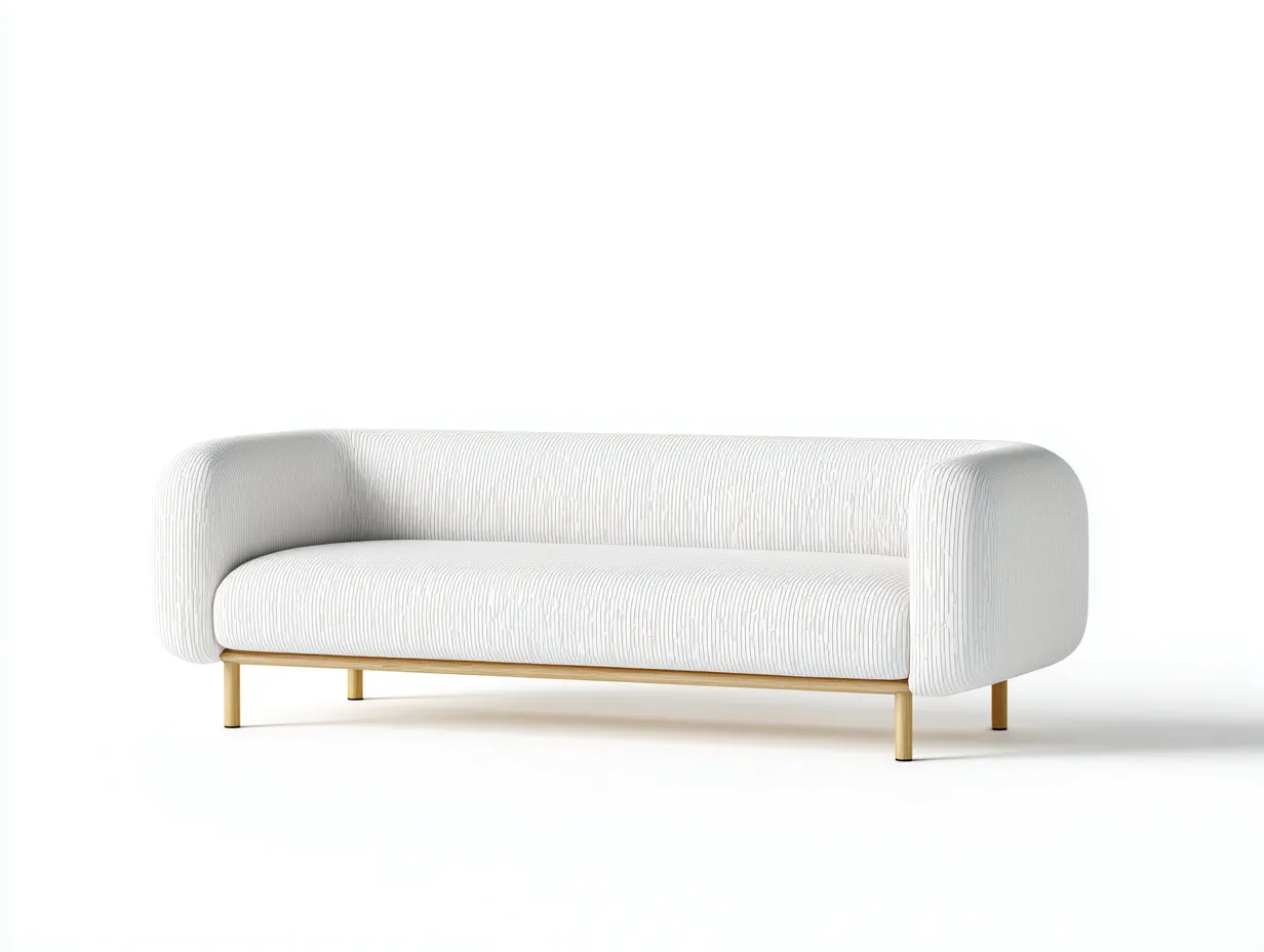 2-Sitzer Sofa Stoff 180 x 88 x 78 cm - cremeweiß - für Wohnzimmer - modern abgerundet mit Holzfüßen