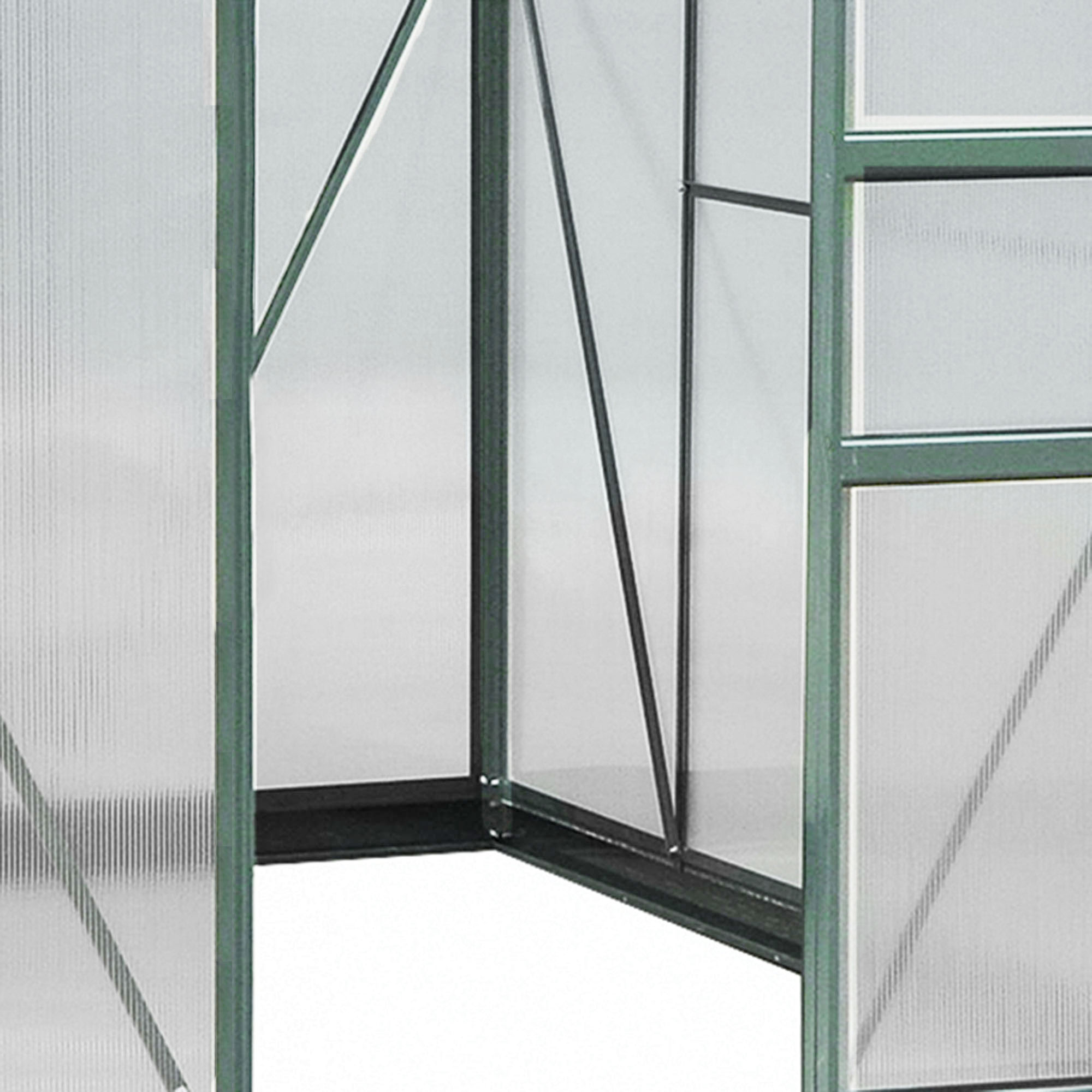 Outsunny kas met polycarbonaat behuizing en dakklep, 190x 252 x 201 cm