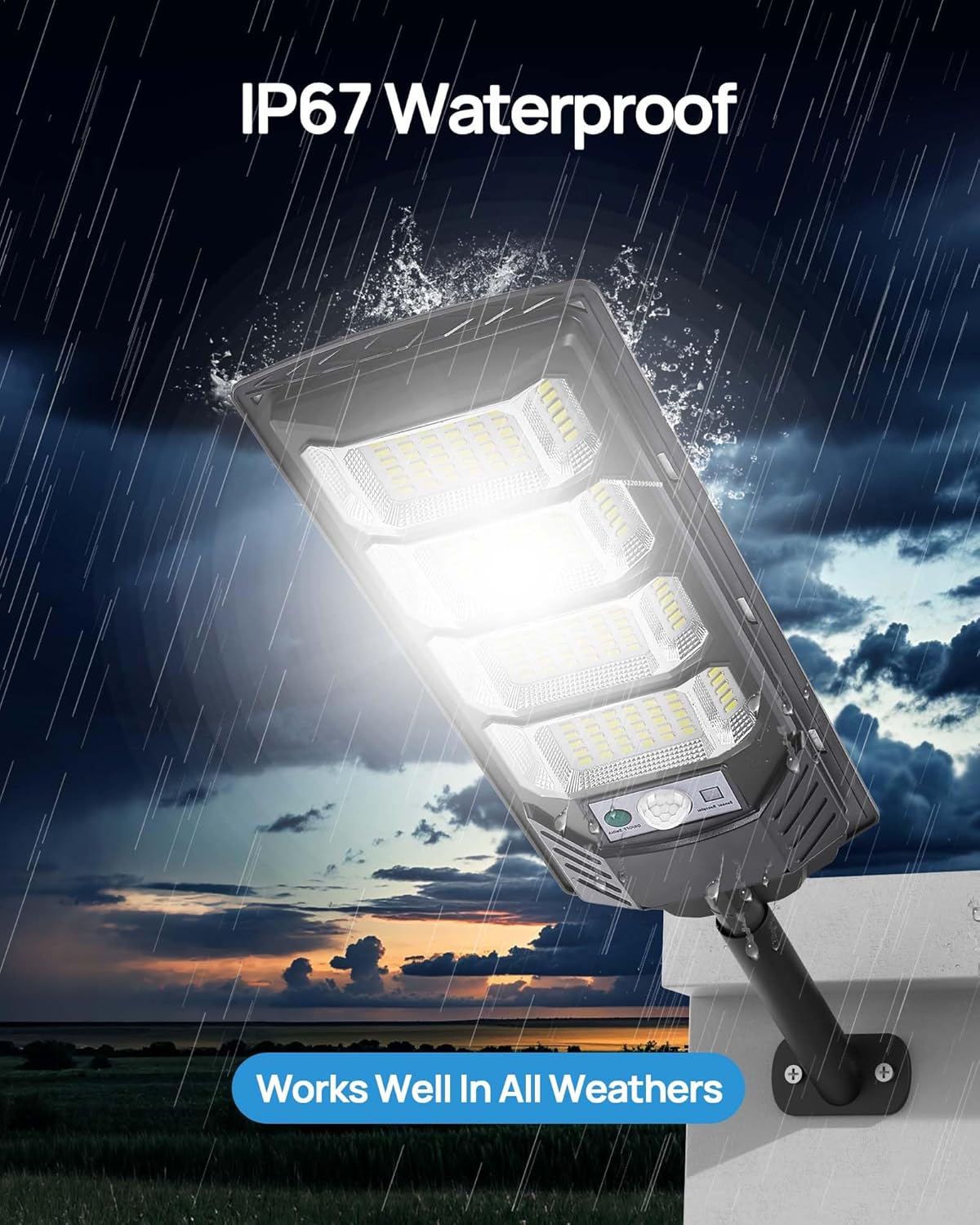 Solarleuchten Außen mit Bewegungsmelder, 192 LEDs 6500K Solar Straßenlaternen mit Fernbedienung, Dämmerung bis Morgendämmerung Wasserdicht Flutlichter für Hof, Garage, Parkplatz, 4er-Pack
