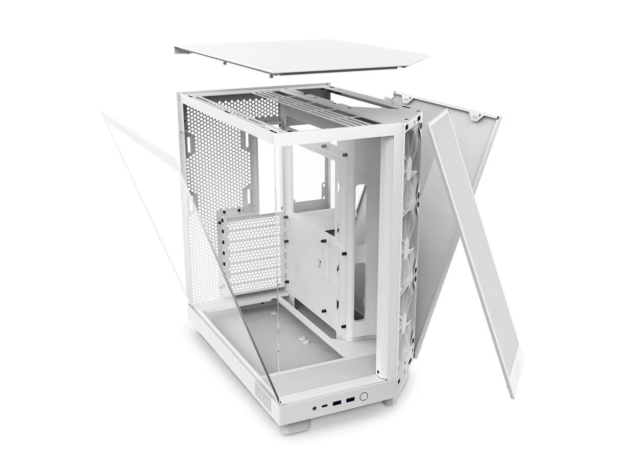 NZXT H6 FLOW Compact Dual-Chamber Mid-Tower Behuizing met Airflow, Wit, CC-H61FW-01