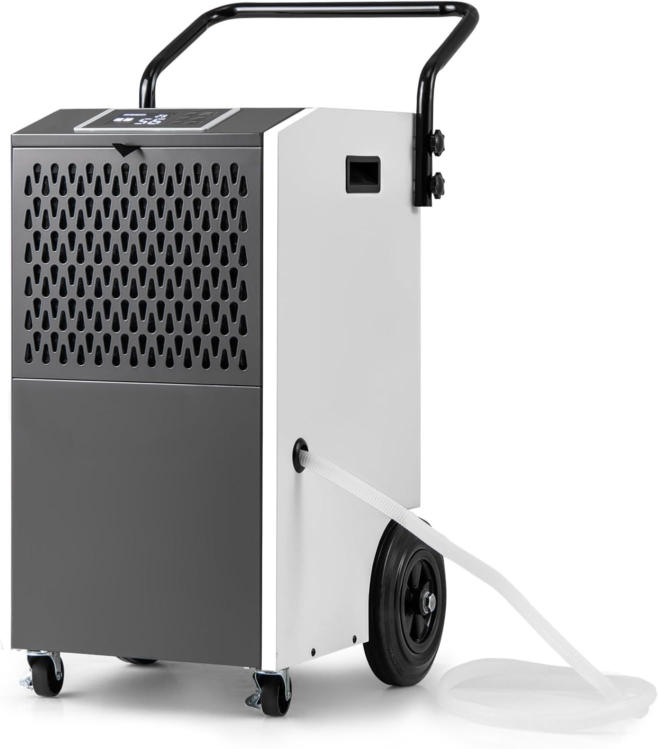GOPLUS 73 L/Tag Luftentfeuchter, Raumentfeuchter mit 24h Timer, automatischer Abtauung & Entleerung, kommerzieller Entfeuchter mit Rollen, Entfeuchtungsgerät für Garagen, Fabriken & Keller (Weiß)