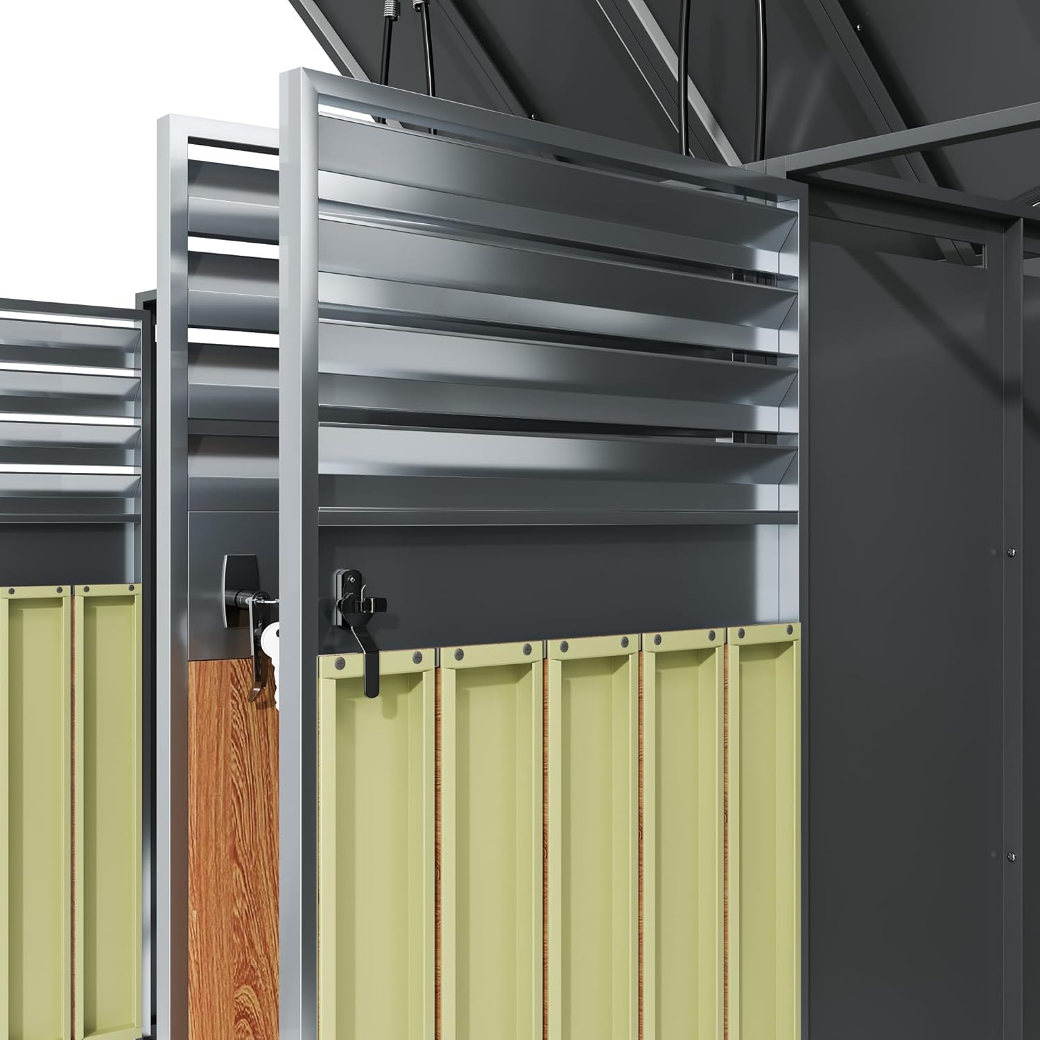 Mülltonnenbox 4Er für 4 Mülltonne Bis 240L mit Klappdeckel, Lüftungsöffnung Mit Lamellen, Trash Storage Compartments,Abschließbar, Zwei Türen, Garten Müllbox, Mülltonnenverkleidung,4 Bin