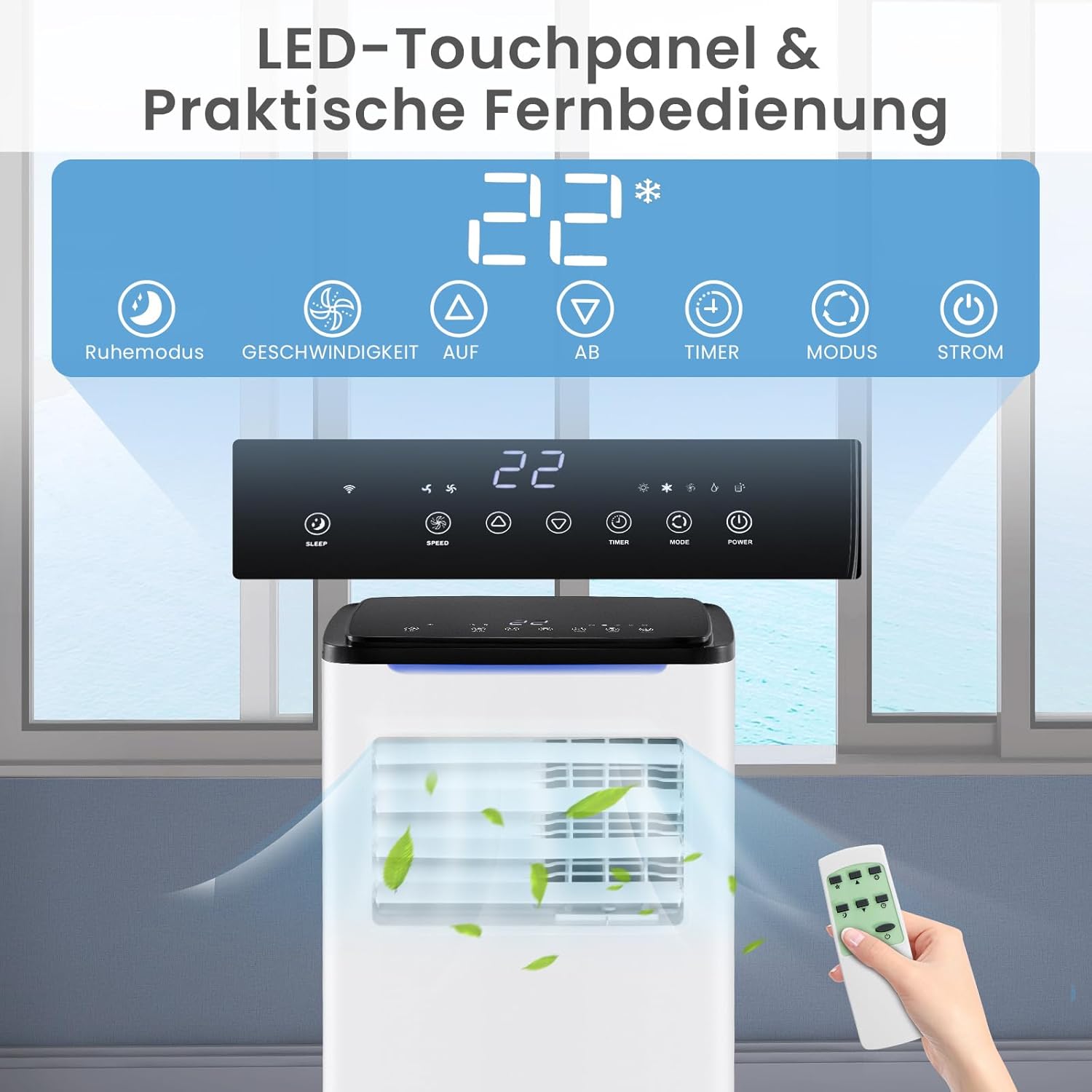 COSTWAY 9000 BTU mobile Klimaanlage mit Abluftschlauch, 4 in 1 Klimagerät mit Kühlen, Ventilator, Heizen & Entfeuchter, Kühlgerät mit Schlafmodus, 24H Timer, Fernbedienung