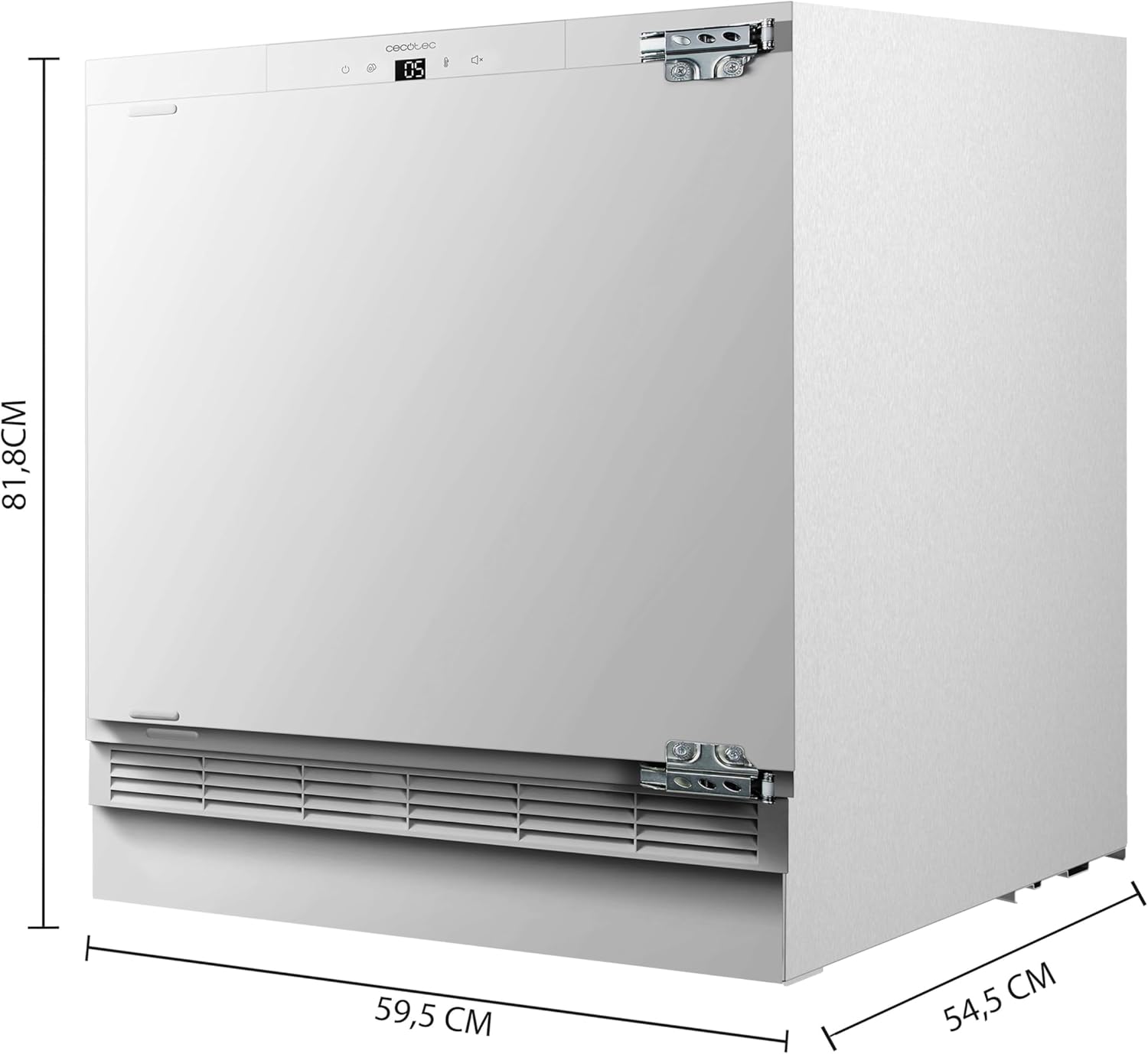 Cecotec Mini-réfrigérateur intégrable 121 L Bolero CoolMarket TT BI 121 Blanc. Hauteur 81,8 cm et largeur 59,5 cm, Tiroir de congélation, Congélation rapide, Porte réversible, Température réglable