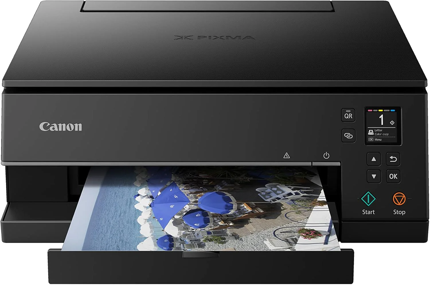 Canon PIXMA TS6350a printer, kleureninkjet multifunctioneel apparaat DIN A4 (fotoprinter, scanner, kopieerapparaat, OLED, 4.800x1.200 dpi, USB, WLAN, 5 afzonderlijke inkten, dubbelzijdig afdrukken, 2 papierladen), zwart