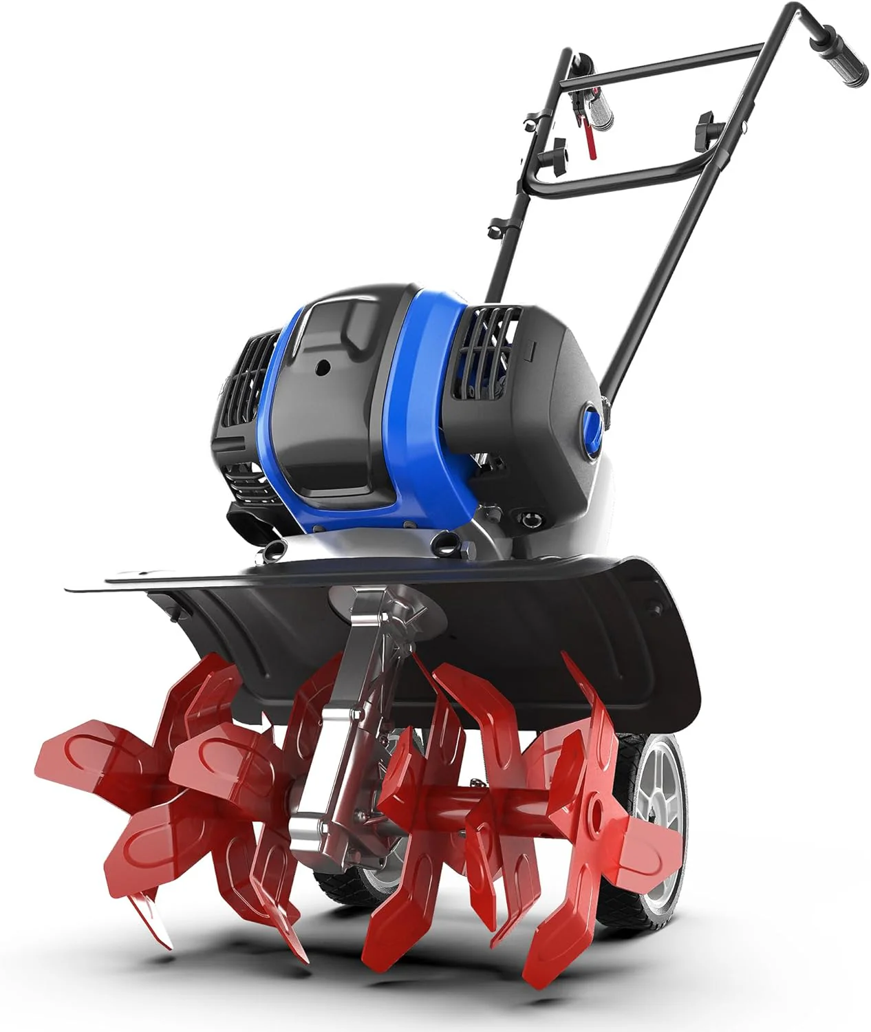 Garden Tiller 53cc Mini Cultivator 15 inch Powerful Liftable Booster Rod Tilling Tool for Lawn. Garden and Field Soil Cultivation