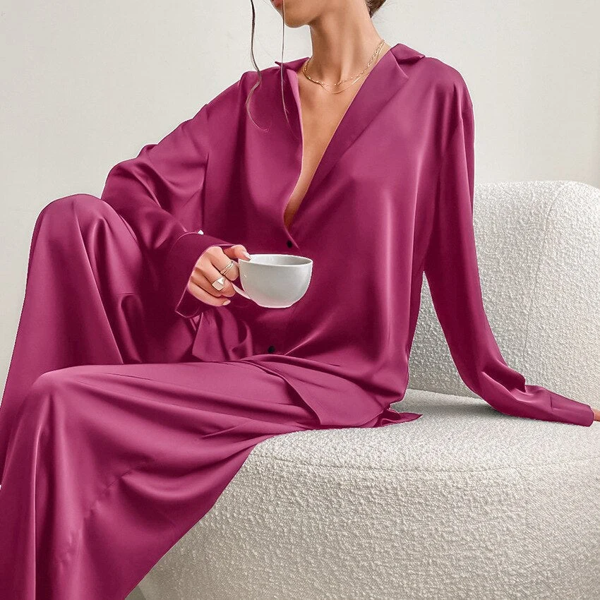 Luxuri?ses Satin-Pyjama-Set f��r Damen