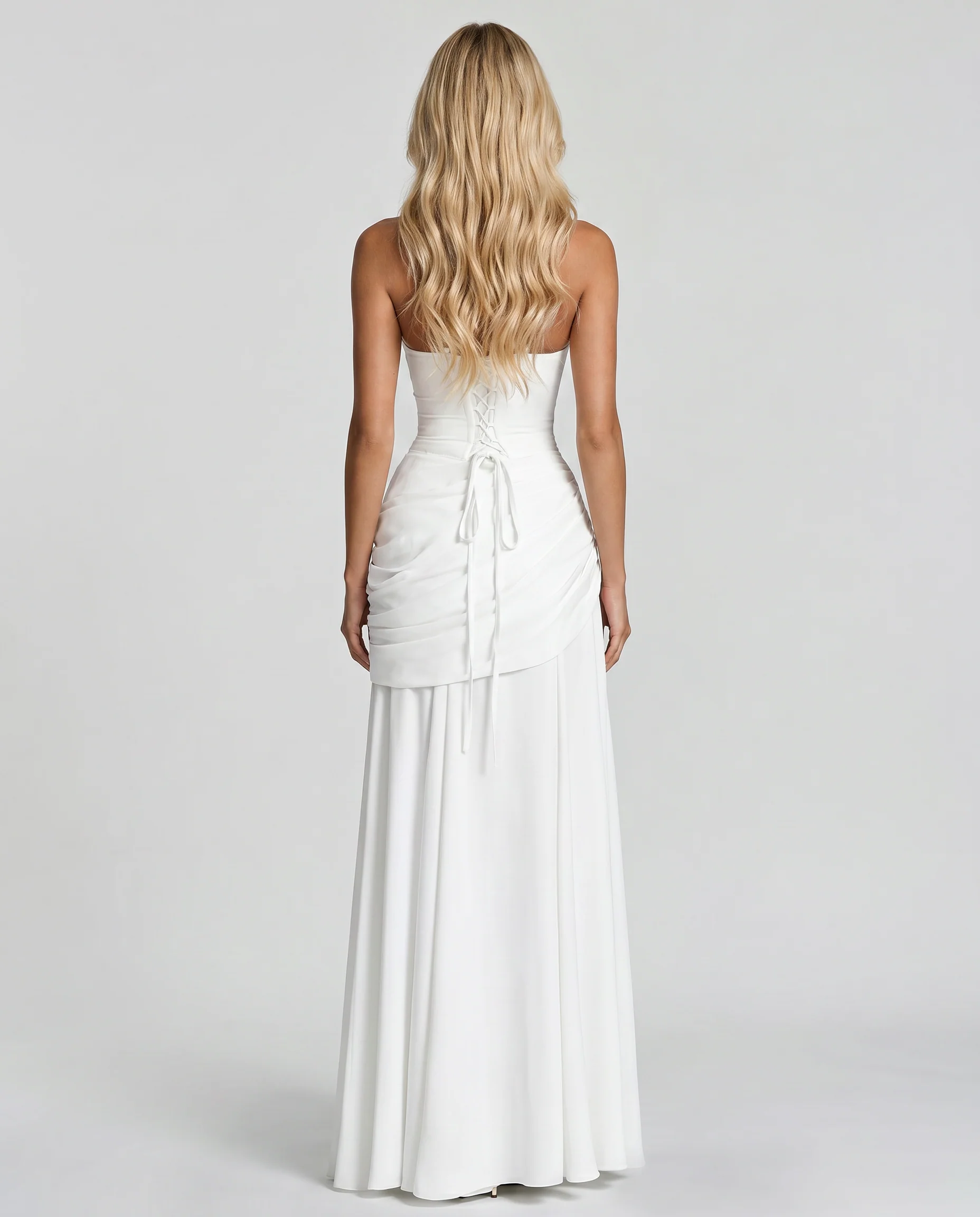 Maxikleid mit Raffung und schmalen Tr?gern | Festliches Abendkleid mit asymmetrischem Faltenwurf und eckigem Ausschnitt