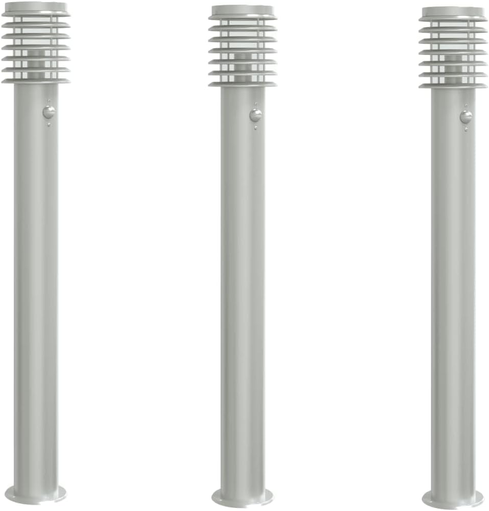 INLIFE Wegeleuchten mit Bewegungsmelder 3 STK. Silbern 110cm Edelstahl,Heim & Garten,Beleuchtung,Außenbeleuchtung,Silber,9.55 KG,4006368