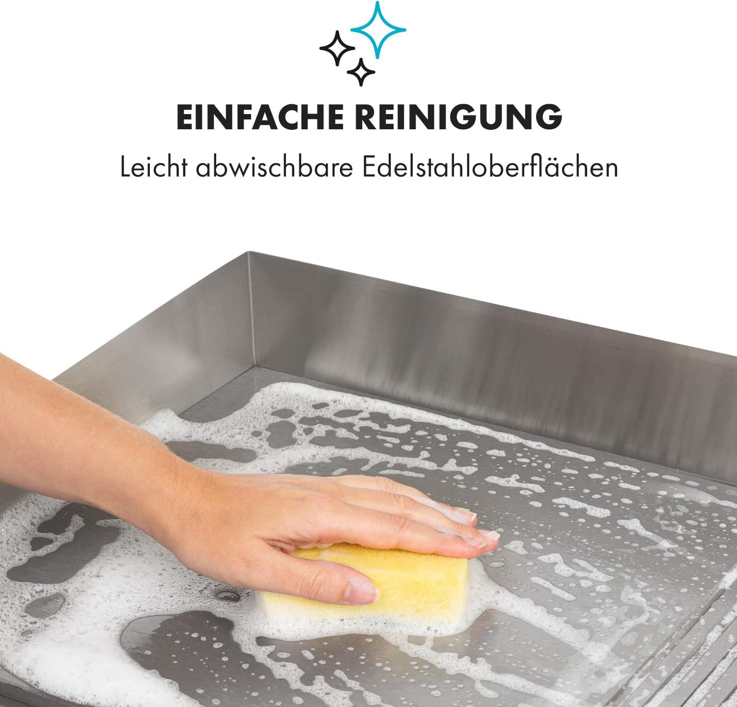 Klarstein Elektrogrill, Grillplatte, Elektrische Grillplatte, Tischgrill, Elektrogrill aus Edelstahl, Spritzschutz & Auffangbehälter, Glatte XL Grillfläche: 54,5x35 cm, Stufenlos 50-300 °C, 3000 Watt