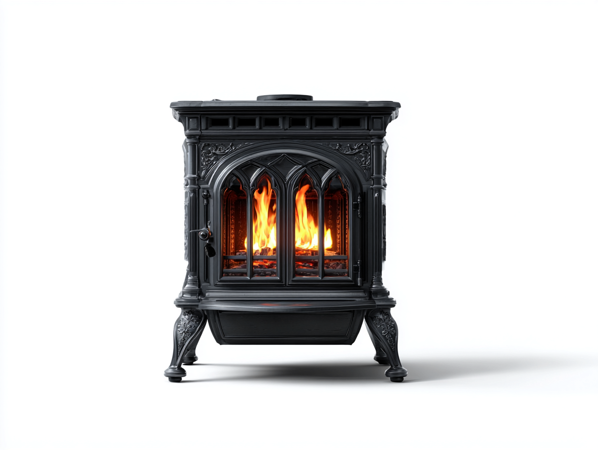 Kamin Gusseisen 70x50x85 cm - Schwarz - klassisches Design - für Wohnzimmer