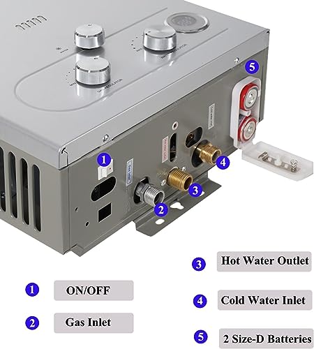 ECUTEE 18L 36KW Scaldabagno a gas di petrolio liquefatto Scaldabagno a gas propano/GPL, Scaldabagno istantaneo senza serbatoio con kit doccia, Per docce da esterno, argento : Amazon.it: Fai da te