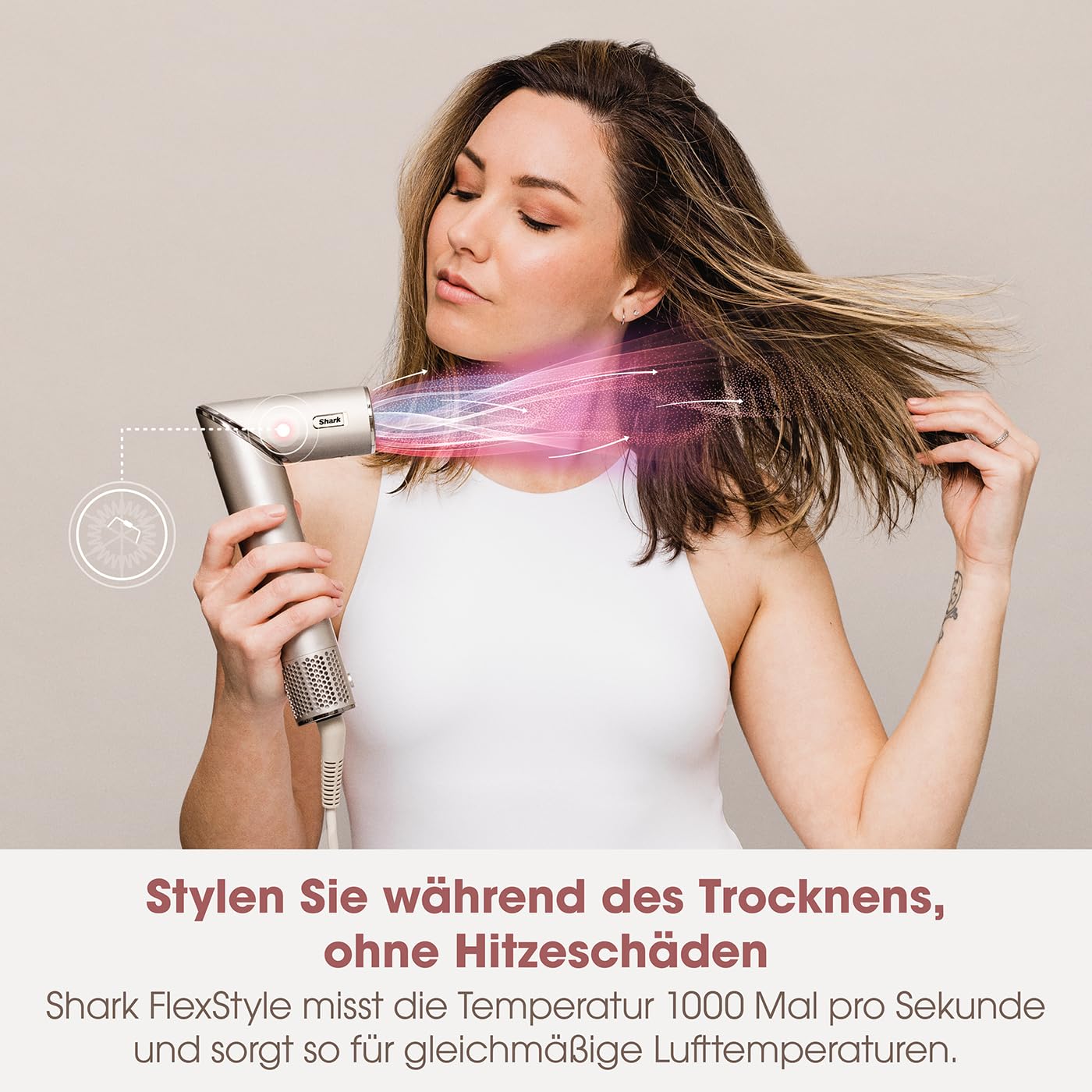 Shark FlexStyle 5-in-1 Luftstyler & Haartrockner, Auto-Wrap-Lockenaufsatz, Paddle-Bürste, Ovalbürste, Konzentrator, Diffusor, Aufbewahrungskoffer, Keine Hitzeschäden, Schwarz/Roségold, HD440EU
