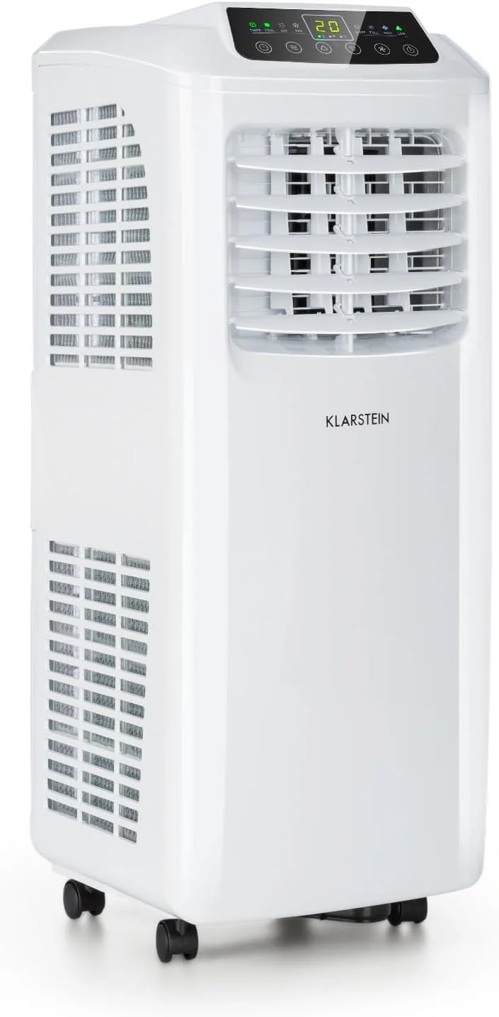 Klarstein Mobiele Airco met Afvoerslang, 3-in-1 Airconditioner met Ventilator & Luchtontvochtiger, Kleine & Draagbare Airco voor Thuis & op Kantoor, met Nachtmodus & App-bediening, 7000 BTU