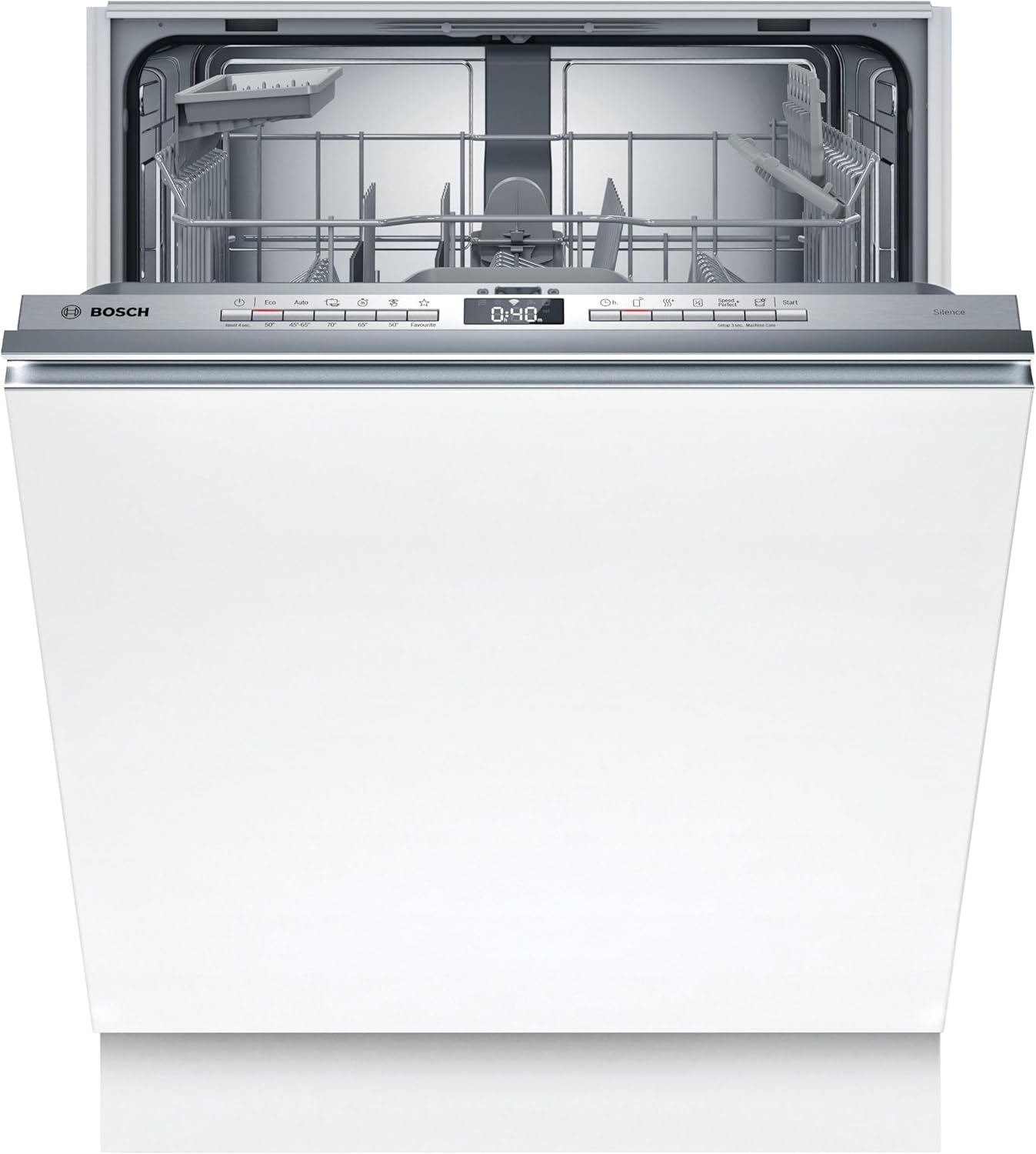 Bosch SMV4ETX08E, Serie 4, Smarter Geschirrspüler Vollintegriert 60 cm, Besteckkorb, Spülmaschine mit Programmassistent, besonders Leise, Rackmatic, Automatische Türöffnung, InfoLight, AquaStop