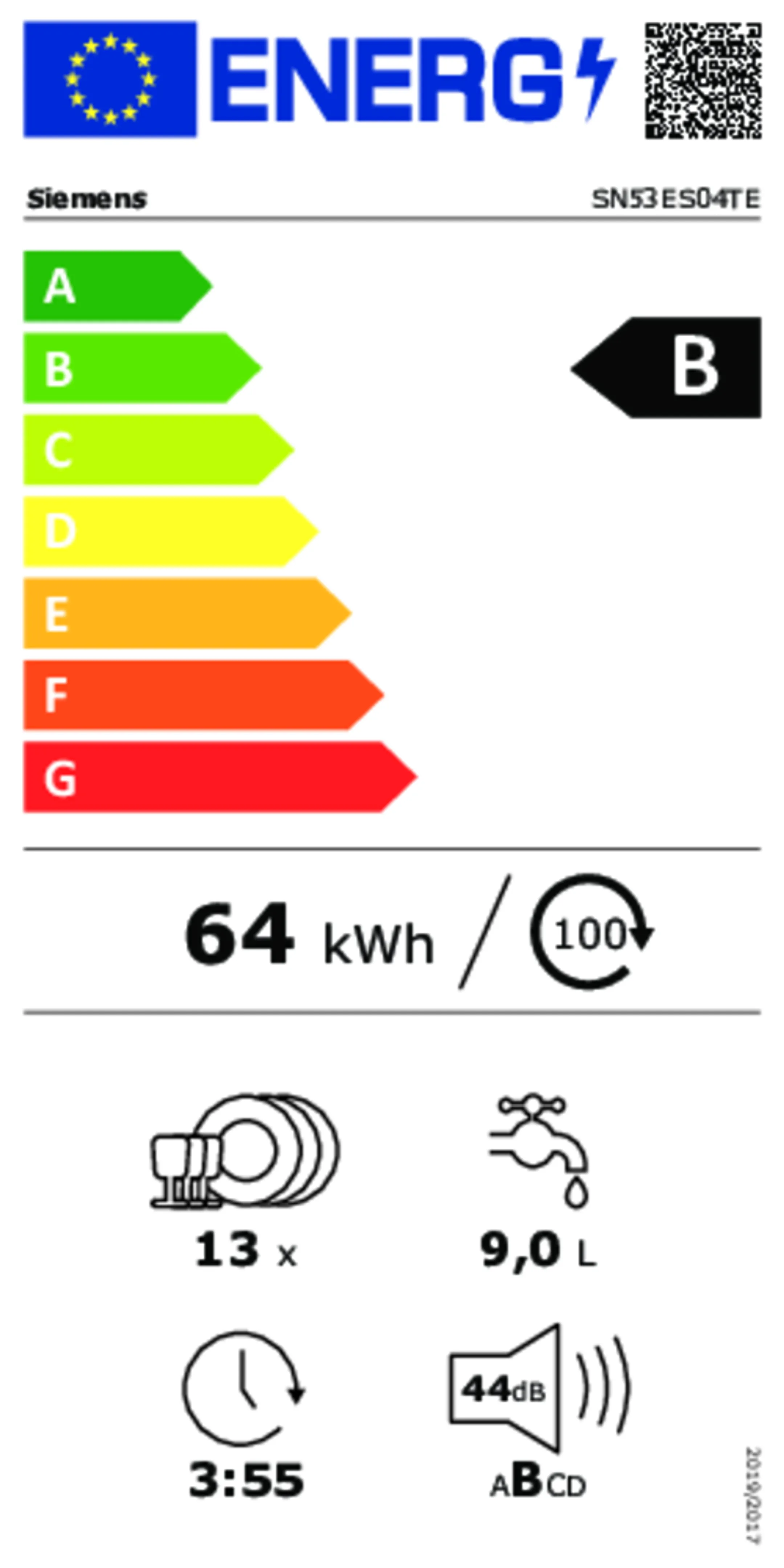 Siemens Inbouw vaatwasser SN53ES04TE iQ300 Home Connect