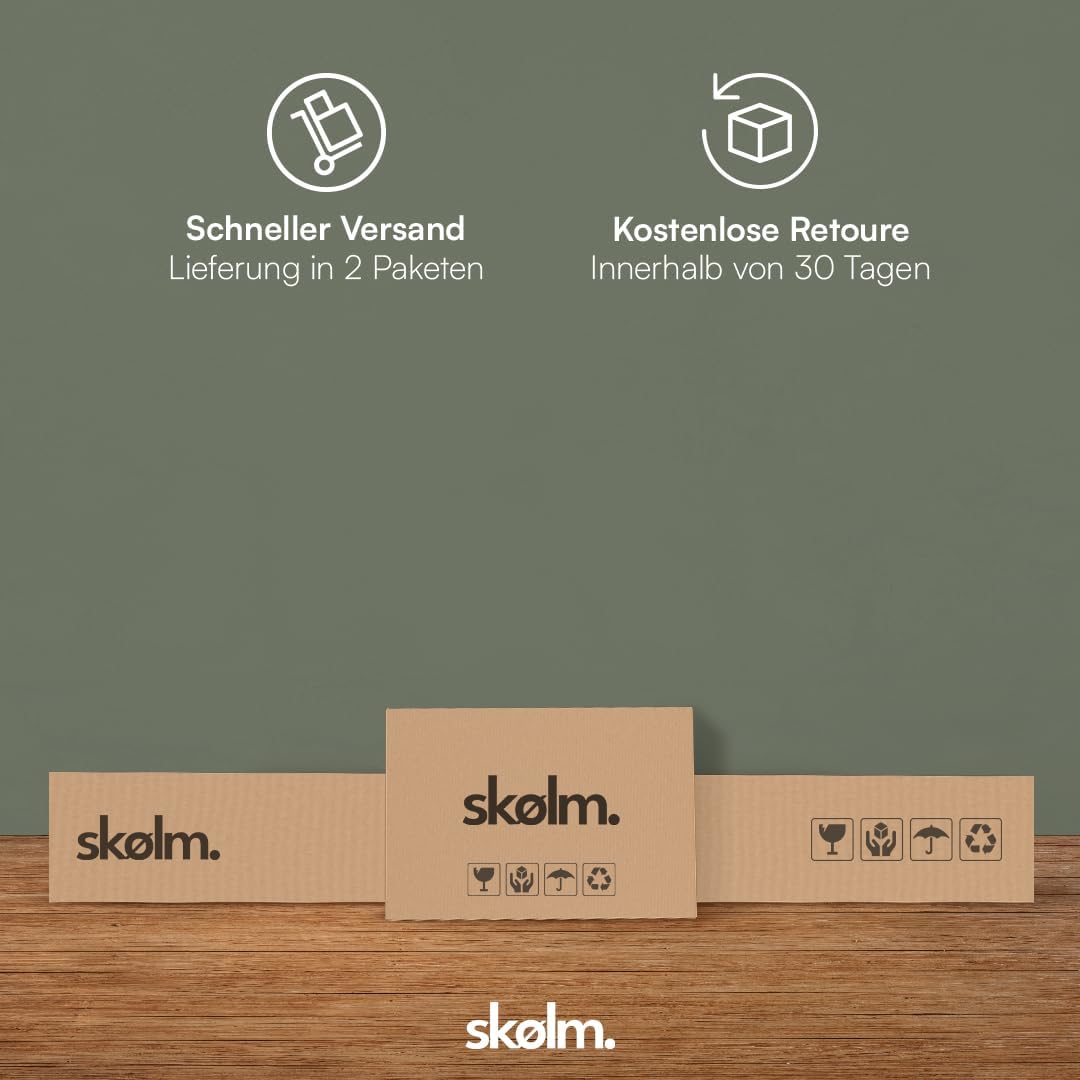 skølm Floki Massivholzbett 140x200 cm aus Buche - hochwertiges Bettgestell - Bettrahmen mit Bettkopf - Holzbett in Natur geölt - Bett 140x200 cm geeignet als Doppelbett - Futonbett