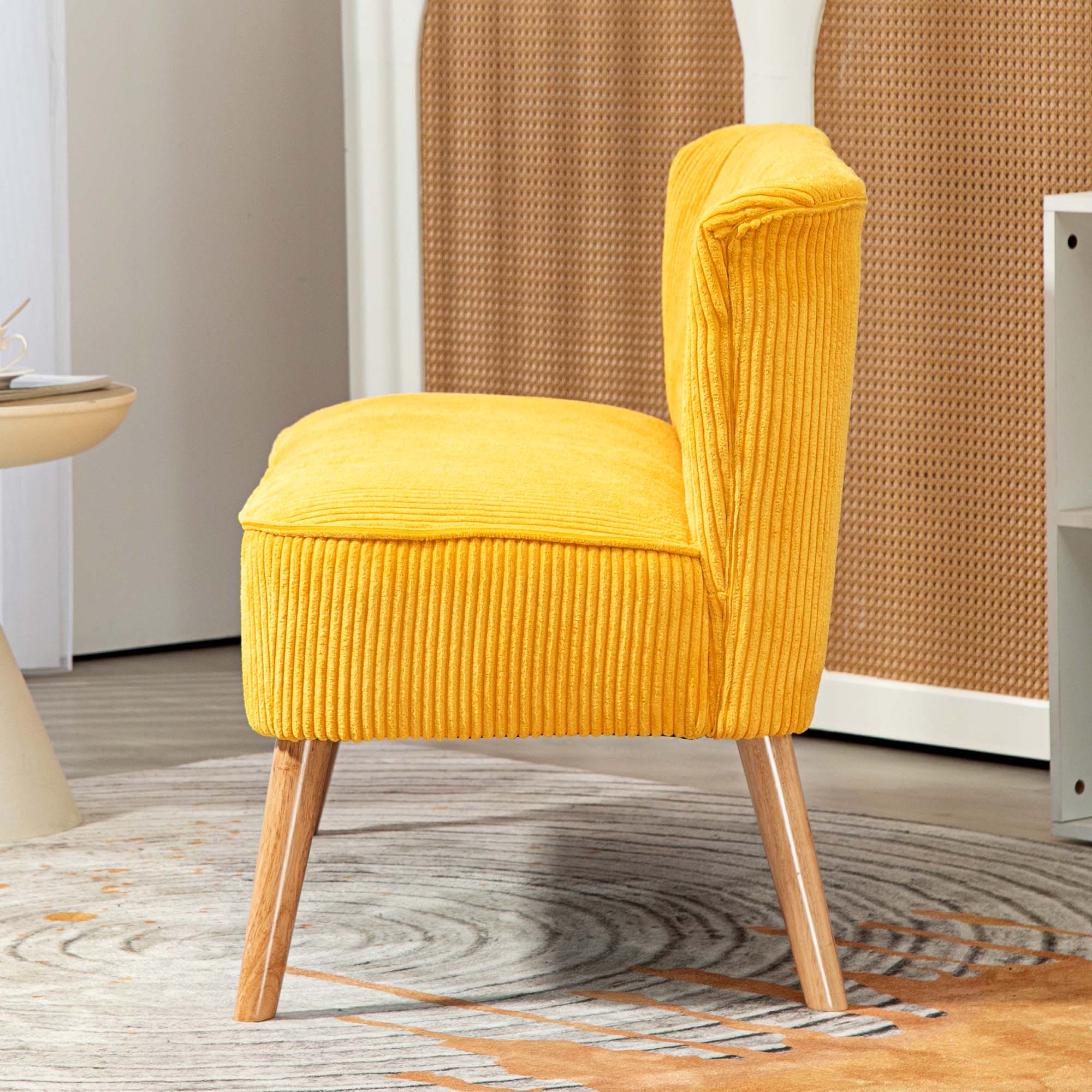Tweezitsbank in elegant Scandinavisch ontwerp, stevig houten frame, tot 150 kg, 117 x 56,5 x 77 cm, Geel