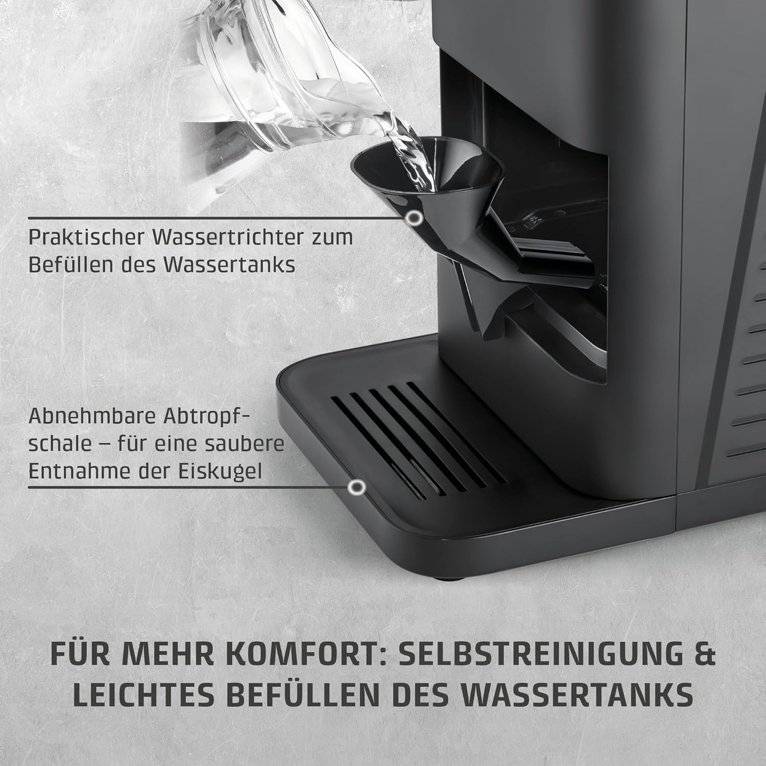 CASO IceBall Pro Eiskugelbereiter mit Kompressor - Kristallklare Eiskugeln 50-55 mm, 2 Kugeln/Stunde, 1,3 l Wassertank, Selbstreinigung, LED-Anzeige, mattschwarz
