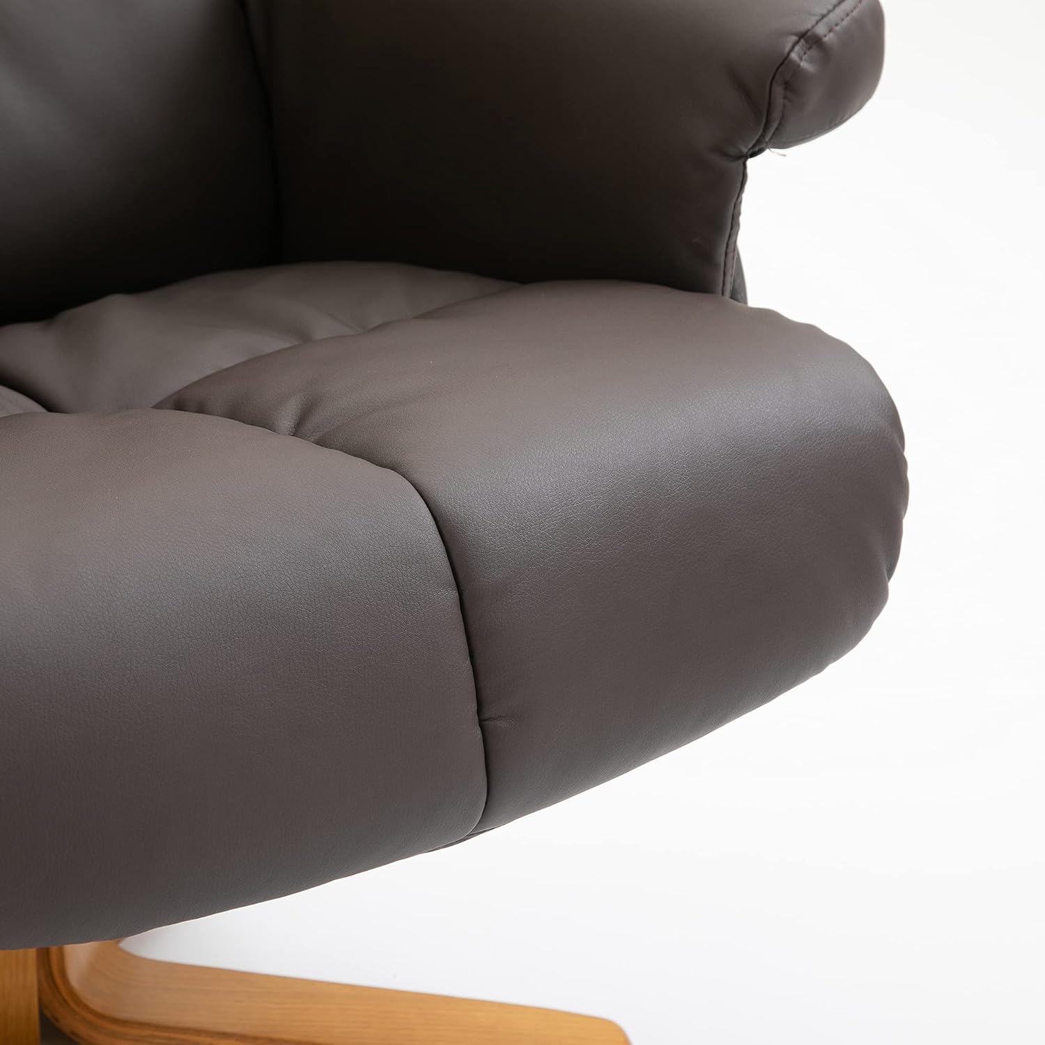 HOMCOM Relaxsessel mit Hocker, 360°drehbarer Fernsehsessel mit Massage, Liegefunktion, Massagesessel mit Seitentasche, TV-Sessel, Kunstleder für Wohnzimmer Braun