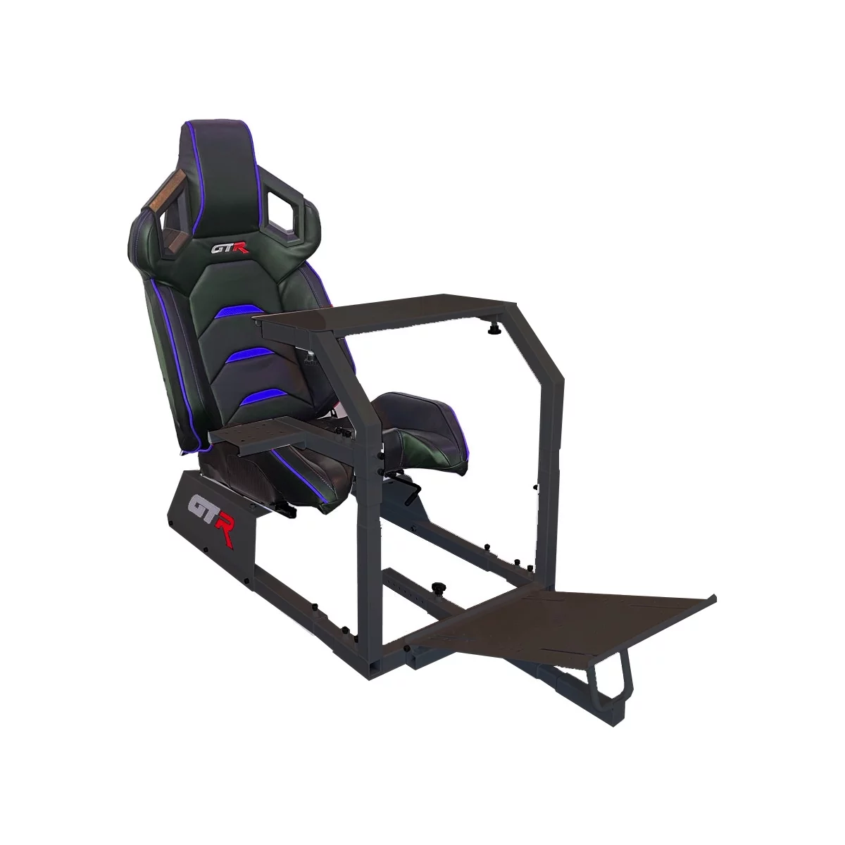 2025 GTA Race Simulator Model Cockpit met Zwarte Structuur en Verstelbare Zitting van Zwart/Azure Kunstleer in Race-Stijl