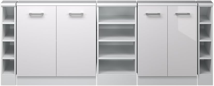 Vicco Dachschrägenschrank-Set Rion, Weiß Hochglanz/Weiß, 5er Set