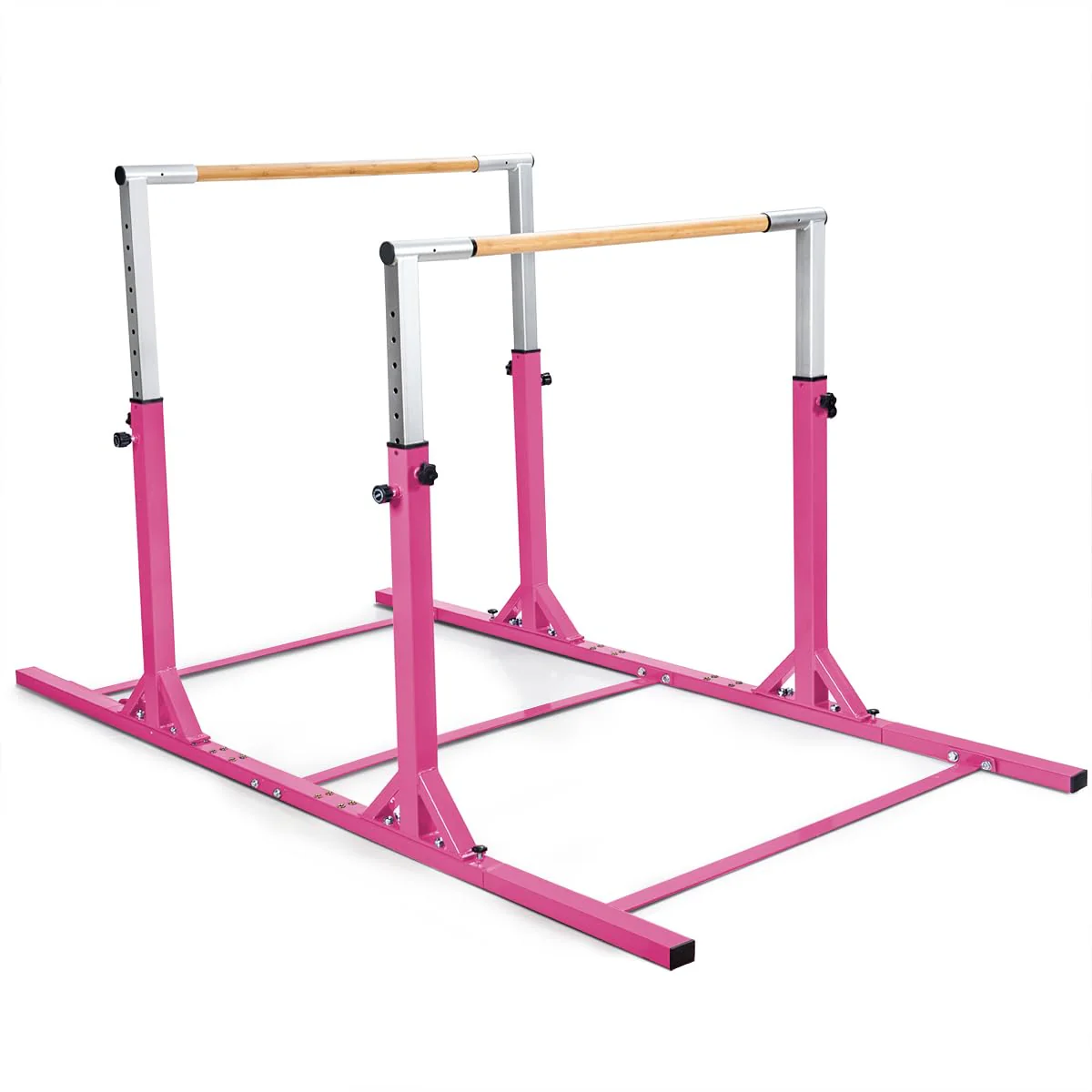 Gymnastics Parallel Bars, Double Horizontal Bar with Adjustable Width & 11-Level Heights, 120kg Weight Capacity