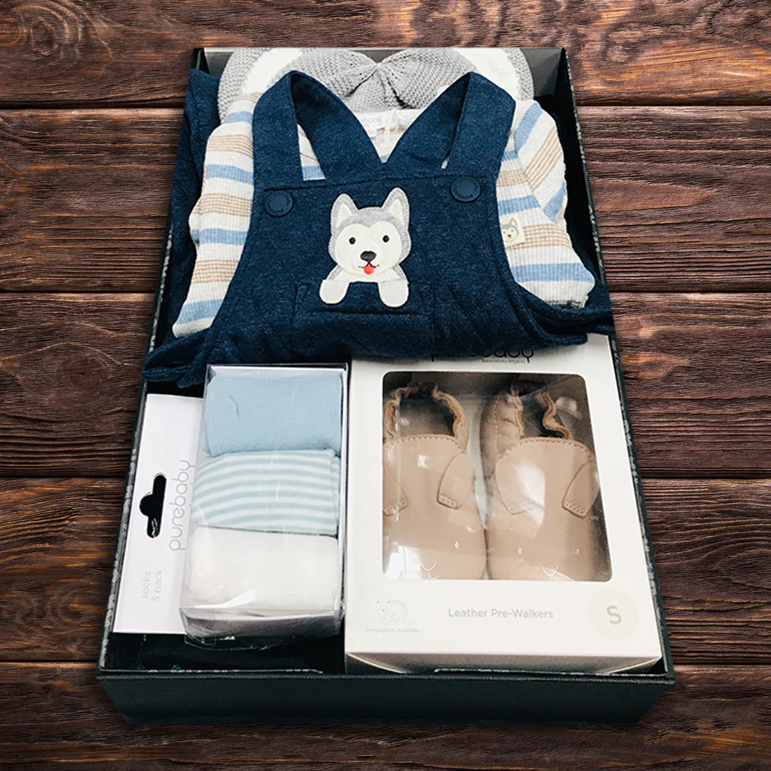 Blue Bundle & Baby Shoes Hamper
