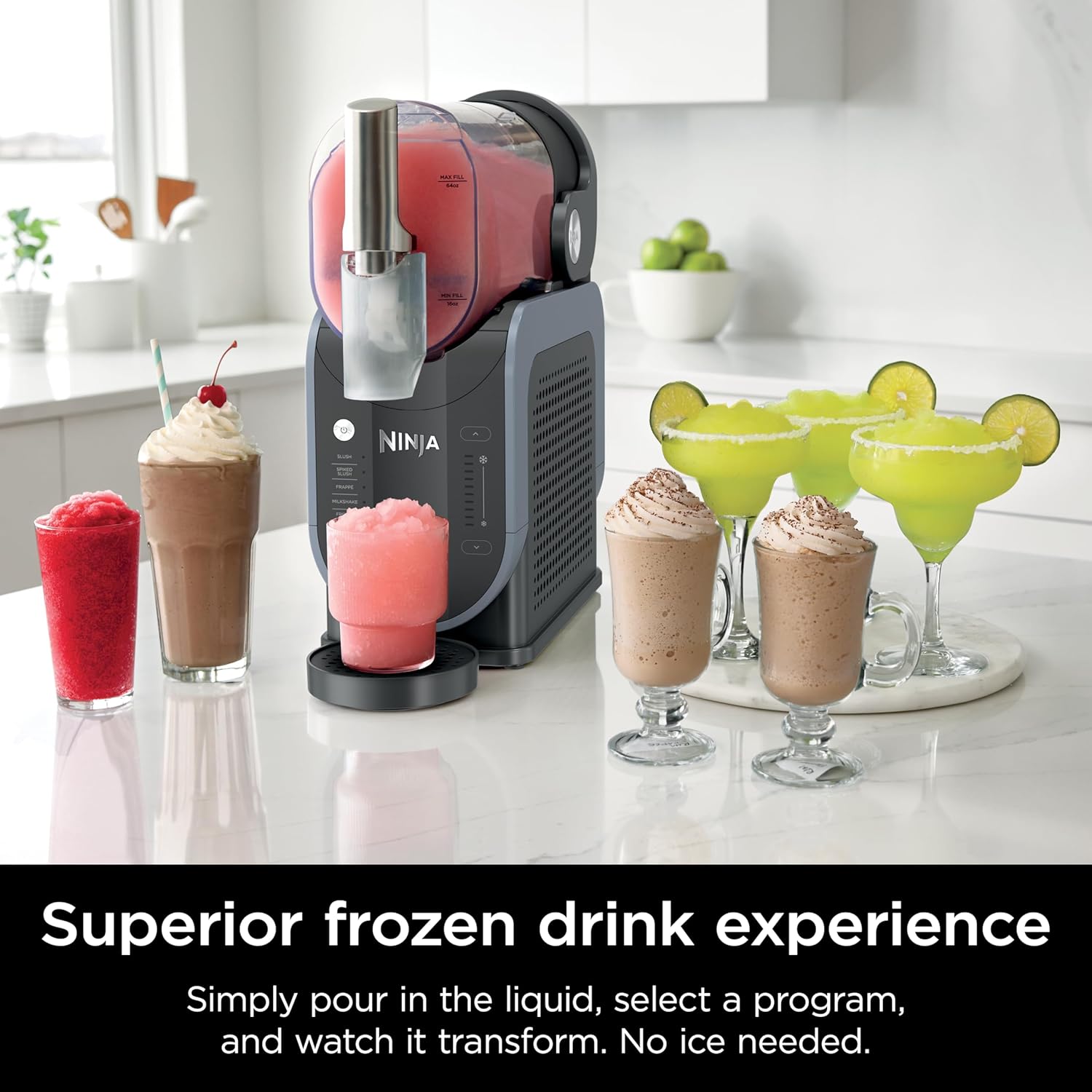 2025 88 oz. Frozen Drink & Slushie Machine, 5 Preset Programs, Margaritas, Frappés, and More, Premium Accents, Black, FS301