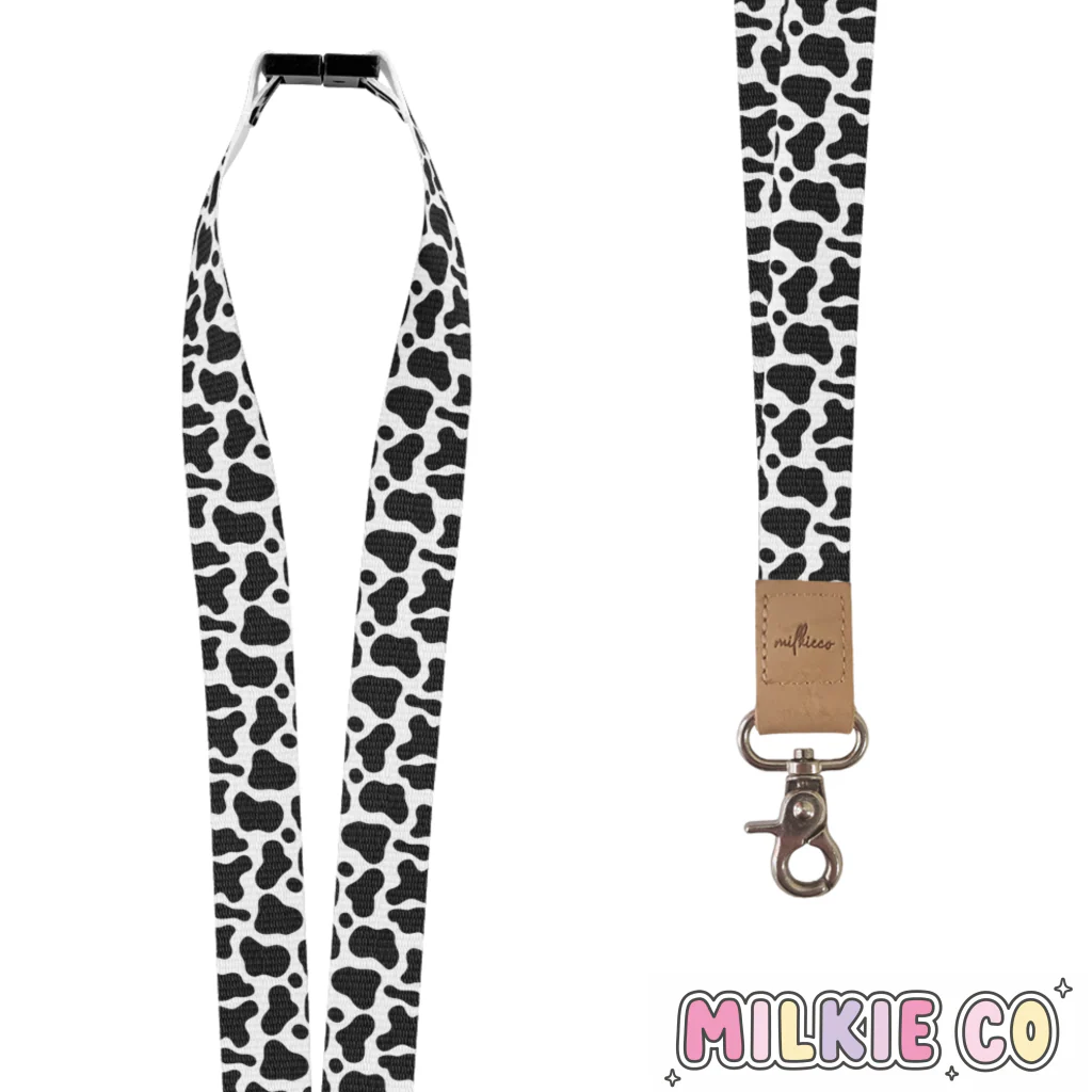 Cow Print Fabric Lanyard