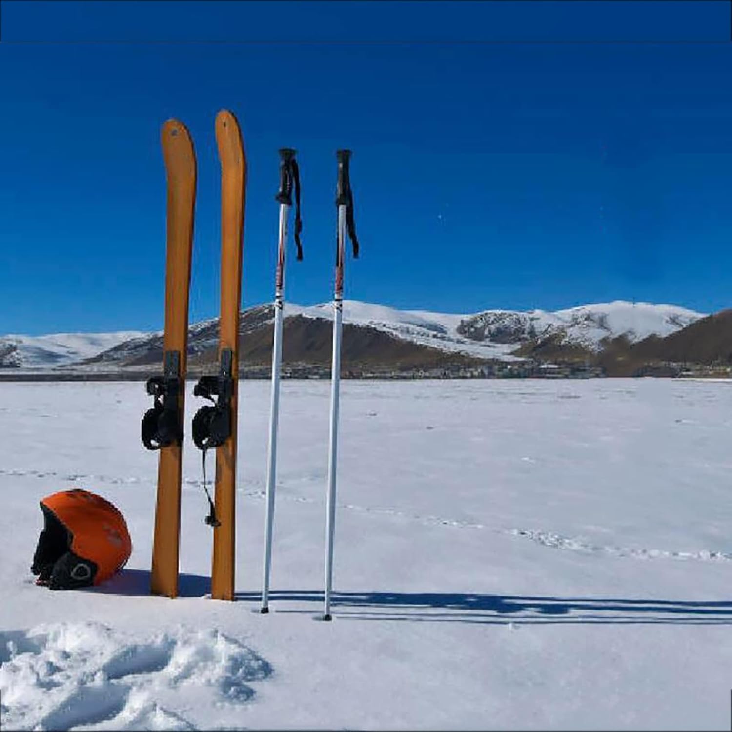 COYEUX Holzski, Outdoor-Sportski für Erwachsene, mit Schneestöcken, Wintersport-Hobby-Outdoor-Zubehör, zum Skifahren, Eislaufen