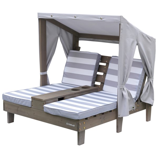 Kidkraft Double Chaise Lounge with Cup Holders – Gray