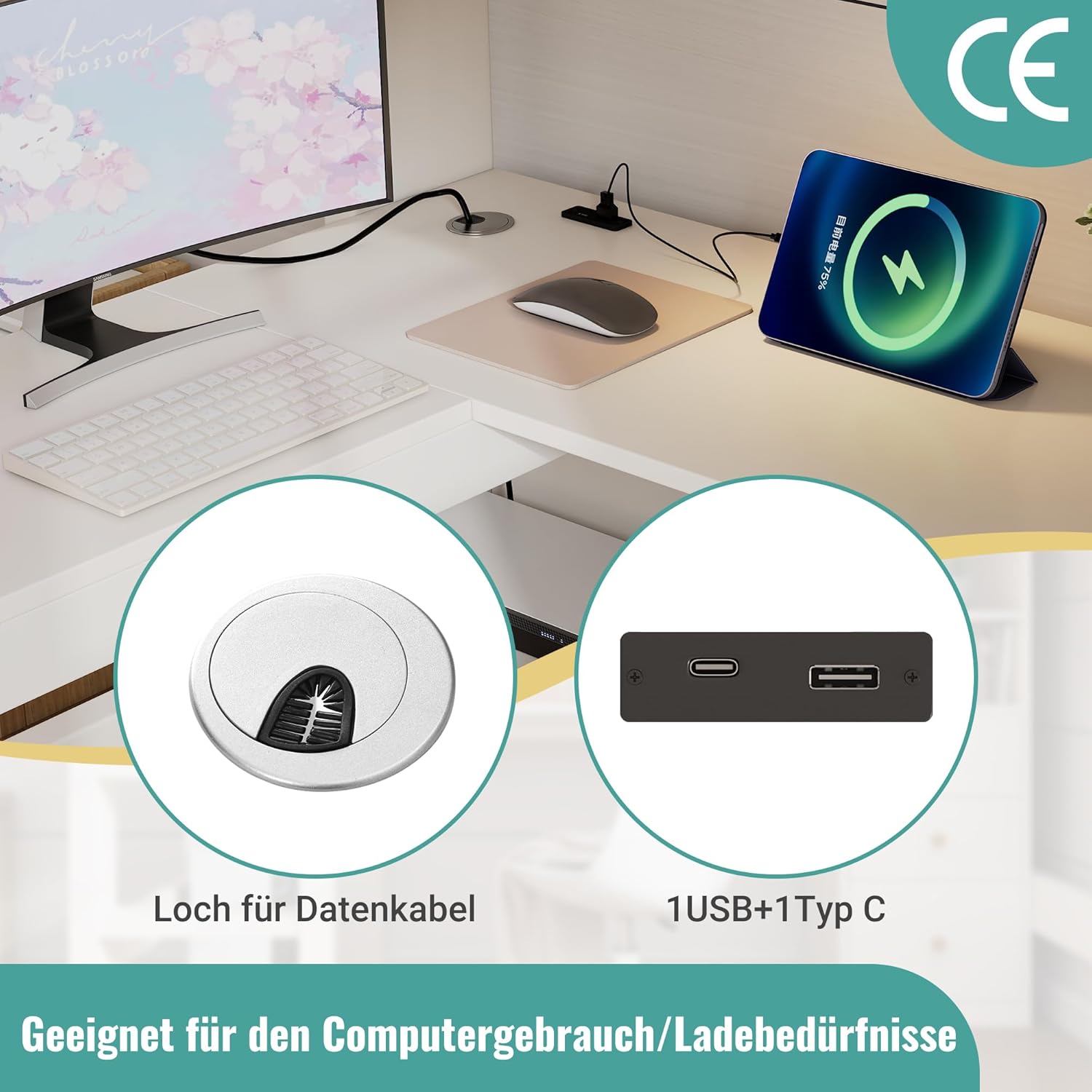 Hochbett Kinderbett 90×200 cm mit Schreibtisch und USB-C, Bett mit Regal und Schubladen Stauraum, Etagenbett mit Leiter, Holzbett mit Rausfallschutz und Lattenrost aus Holz, Weiß, Ohne Matratze