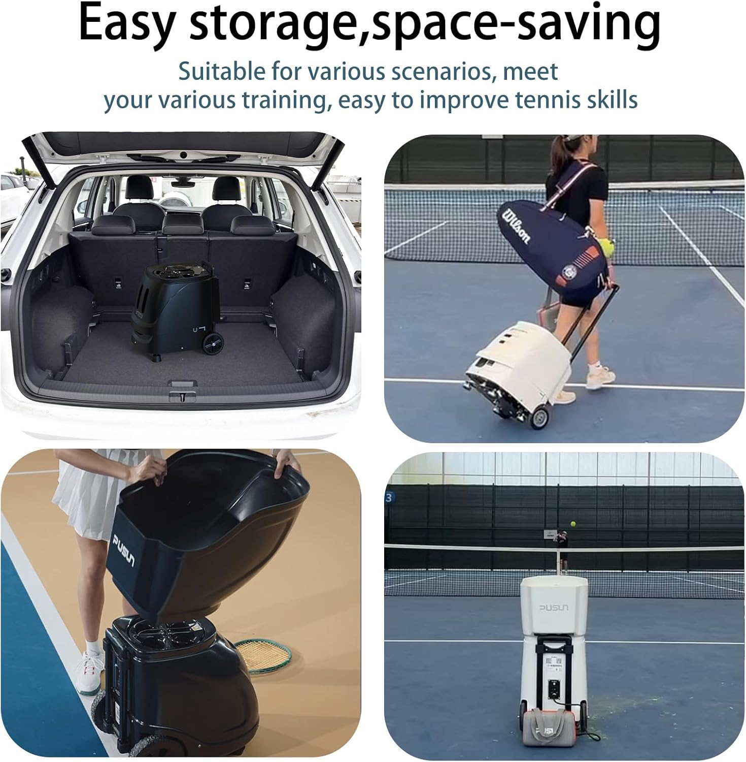 PT-SMART Tennisballmaschine - Profi Ballwerfer mit APP-Steuerung (App für Watch), 20 Landepunkte & 12 Modi, Smart Tennis Trainer für alle Spielniveaus (4-6 Std. Laufzeit)
