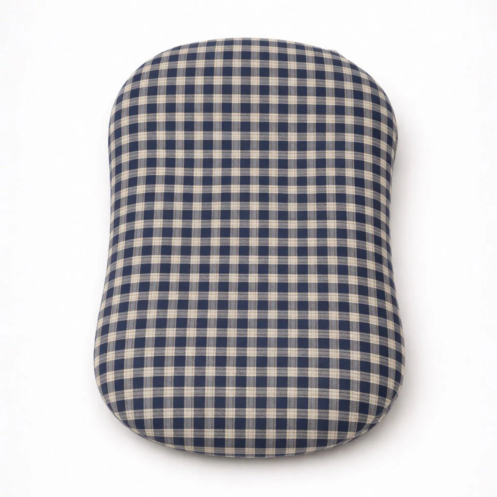 Blue Plaid Ruffle Baby Lounger Cover