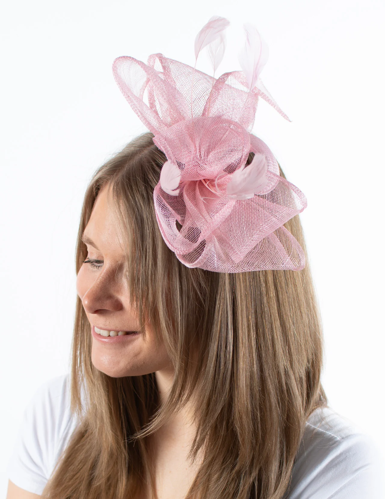 Fascinator | Feather Detail Bow | Pink