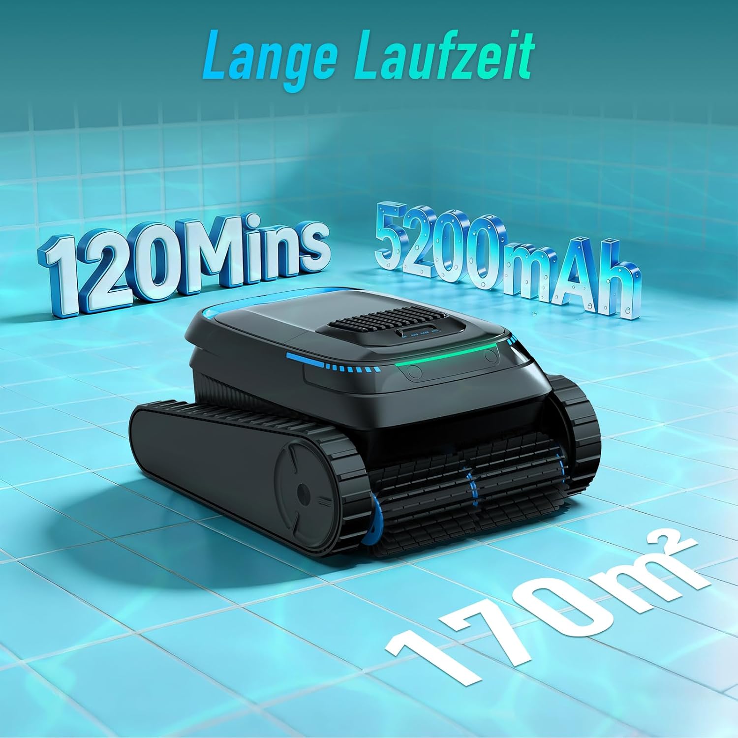 (2026 Neu) PC10 Poolroboter, Poolsauger Akku Kabelloser, Poolroboter Boden und Wand, Wasserlinie, 18927 LPH, Intelligenten Navigation, Wandklettern, Poolreiniger für Pools bis 170㎡