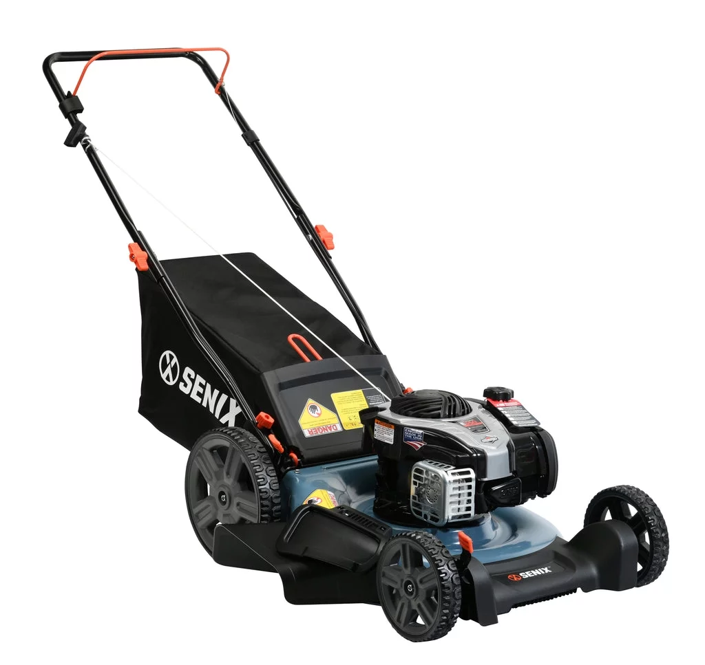 2025 SENIX Handgrasmaaier 21 inch, Briggs & Stratton 140 cc 4-Takt Motor, 3-in-1 Snijsysteem, Prime & Pull Start, 6 Posities Hoogteverstelling, 11 Inch Achterwielen, Model LSPG-M7