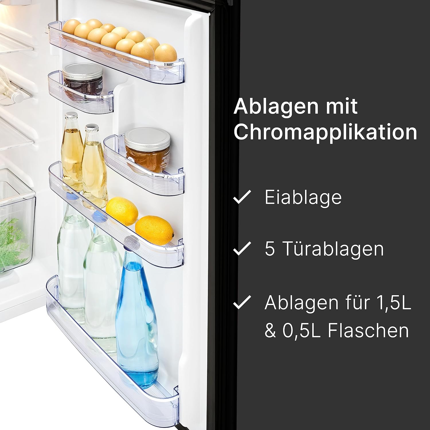 Bomann® Retro Kühlschrank mit Gefrierfach | Energieklasse E | 147cm | 4 Sterne Gefrierfach | Kühl Gefrierkombination leise | 3 Ablagen | 208L Kühlgefrierkombi | DTR 353.1 schwarz
