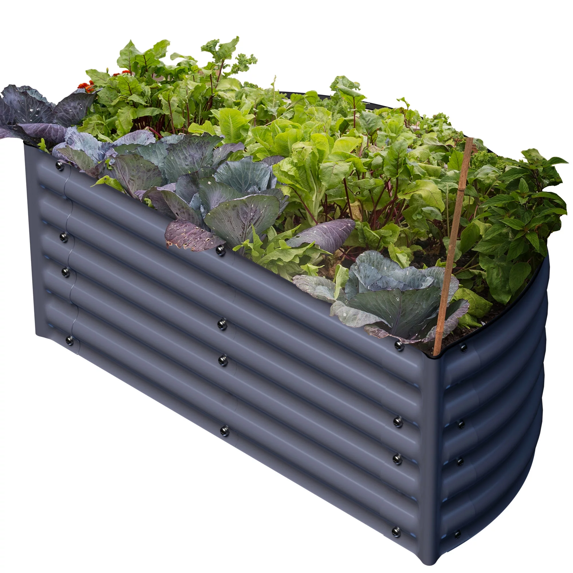 Olle Gardens halfcirkelvormige verhoogde plantenbak met een hoogte van 43 cm in middernachtgrijs