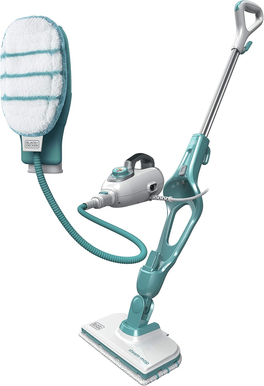 Black+Decker 15-in-1 Dampfbesen Steam-mop (mit Steamitt Dampfhandschuh zur Oberflchenreinigung, AutoSelect für richtige Menge Dampf, 180° drehbarer Reinigungsfu, inkl. 15-tlg Zubehr)